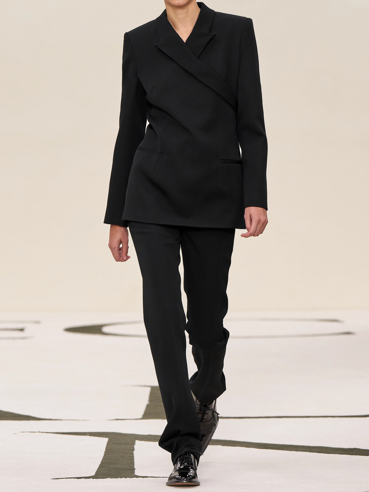 Calvin Klein Collection Mia Asymmetric Wool Blazer In Black