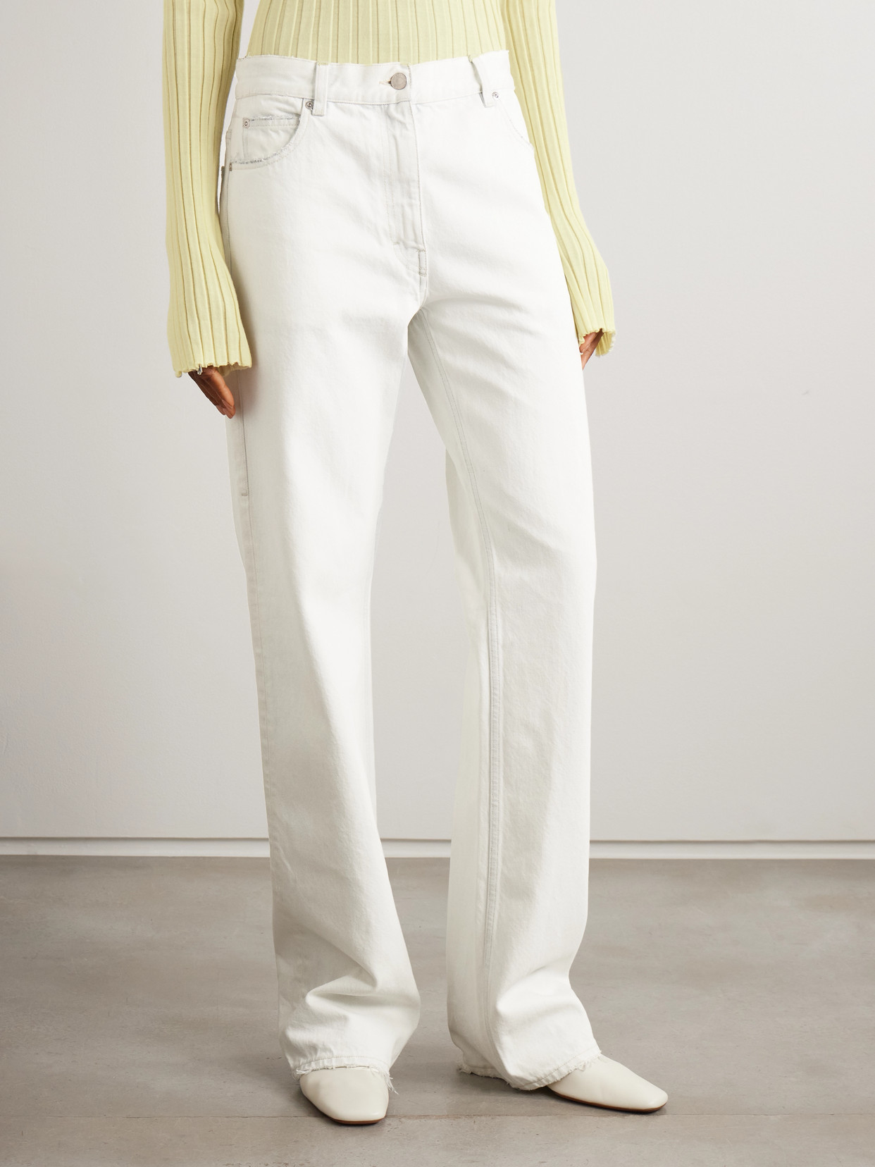 Collection - Distressed Mid-Rise Straight-Leg Jeans