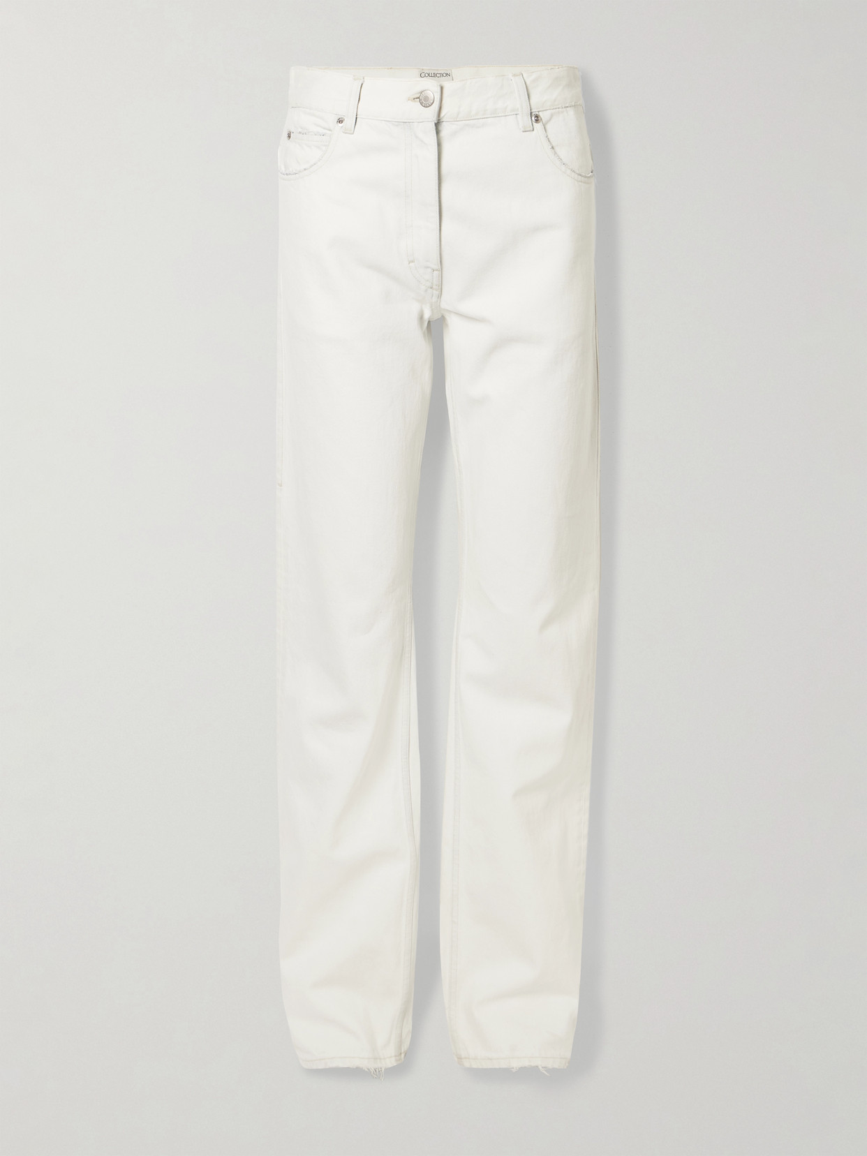 Calvin Klein Collection Distressed Mid-rise Straight-leg Jeans In Blue