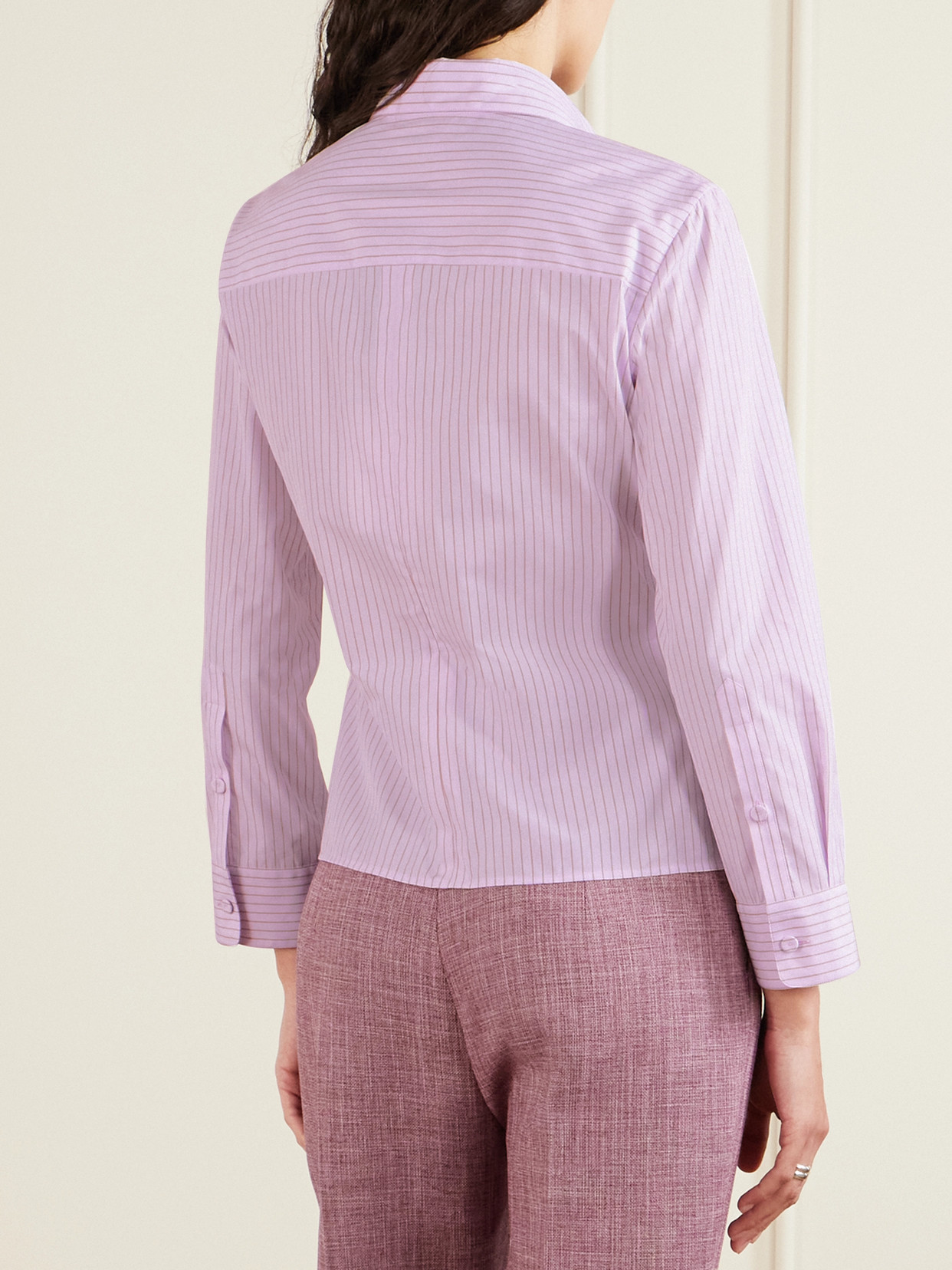 Calvin Klein Collection Daisy Striped Cotton-poplin Shirt In Pink