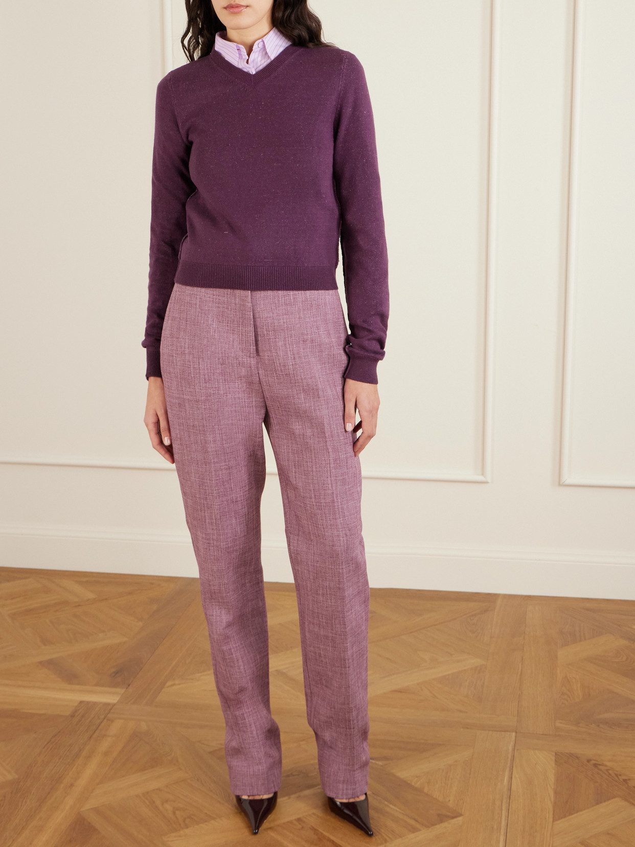 Calvin Klein Collection Daisy Striped Cotton-poplin Shirt In Pink