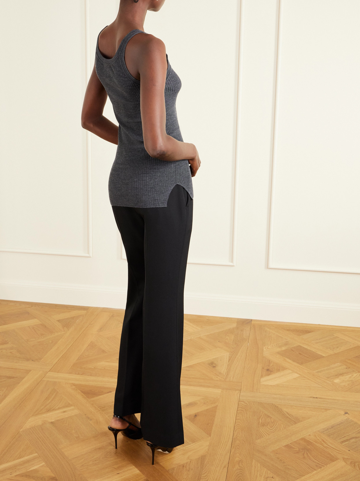 Calvin Klein Collection Ella Ribbed Wool Tank In Gray