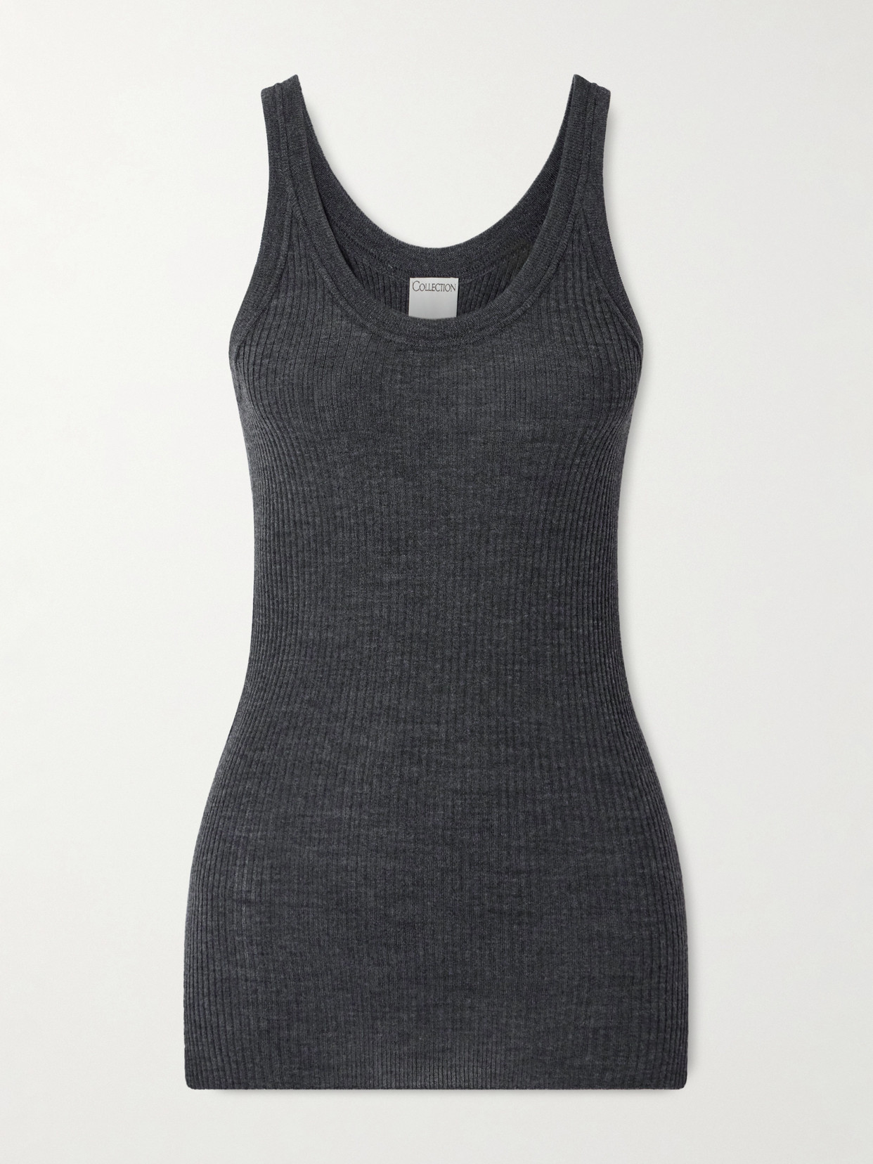 Calvin Klein Collection Ella Ribbed Wool Tank In Gray