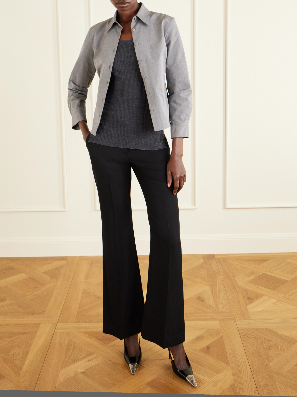 Calvin Klein Collection Ella Ribbed Wool Tank In Gray