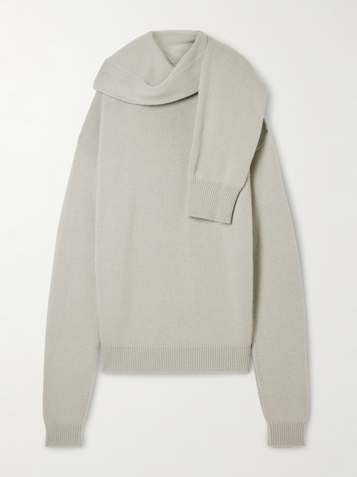 Calvin Klein Collection Mia Scarf-detailed Cashmere Sweater In Gray