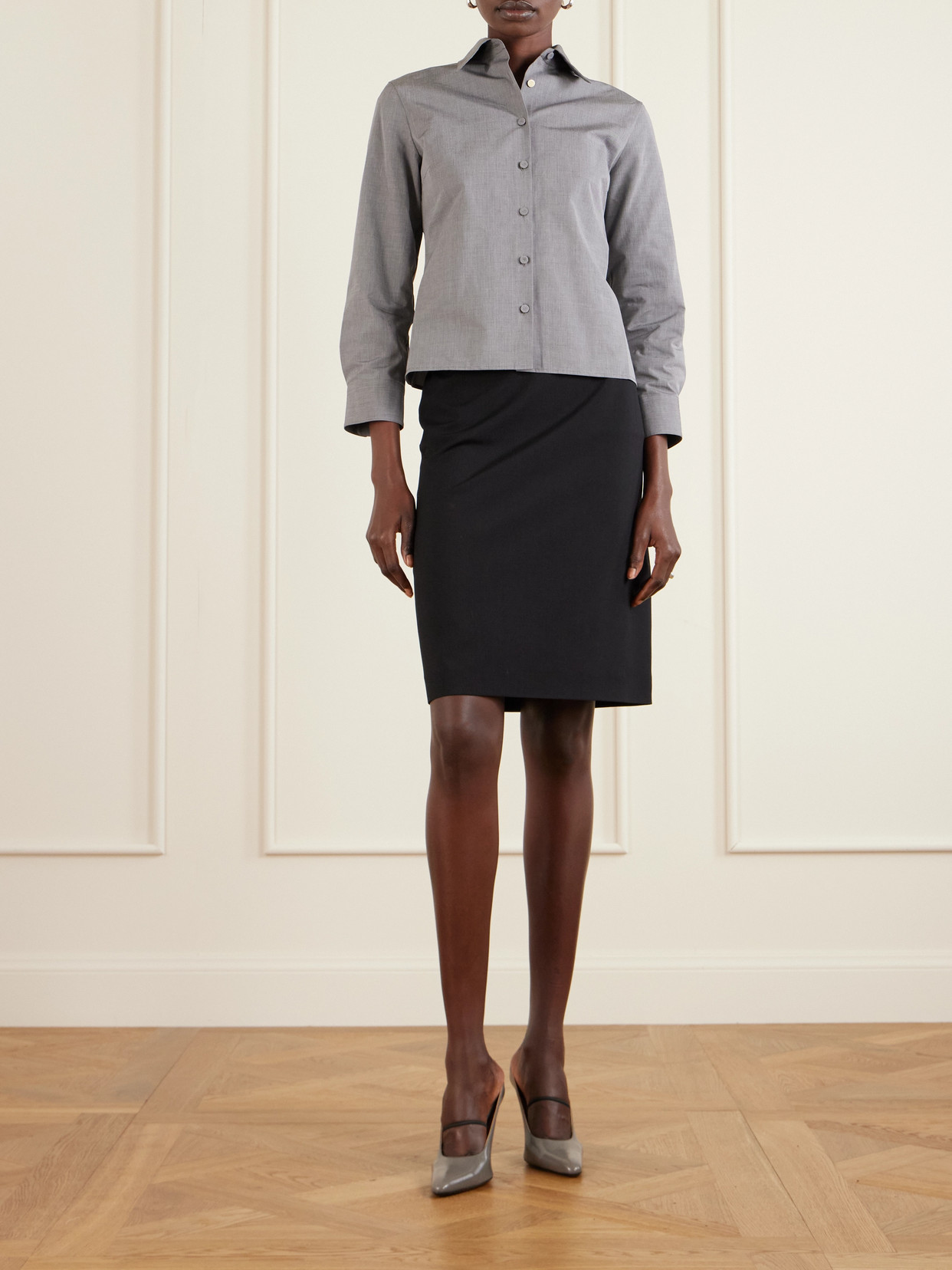 Calvin Klein Collection Luna Satin Skirt In Black