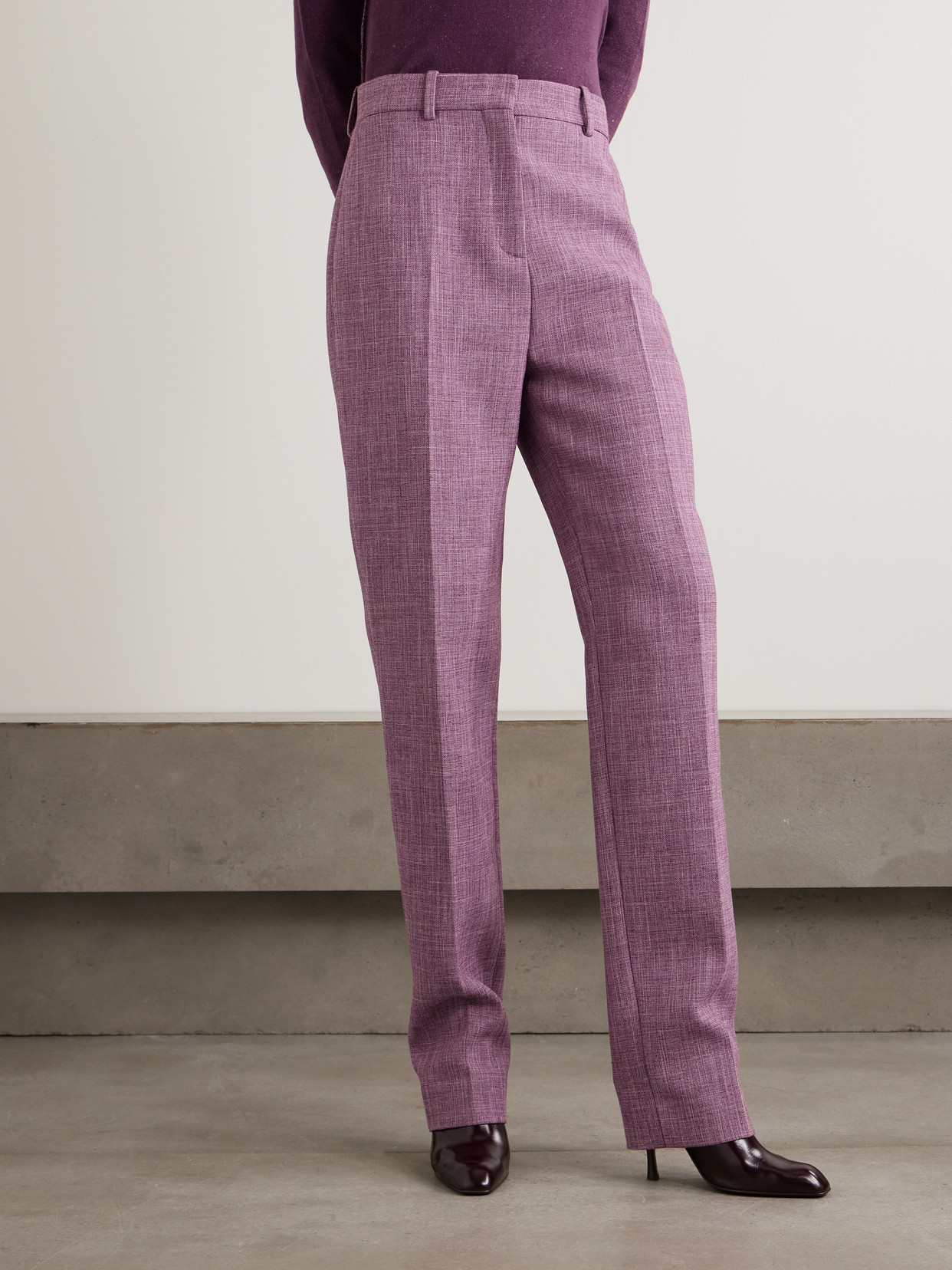 Calvin Klein Collection Lucia Cotton-blend Skinny Pants In Purple