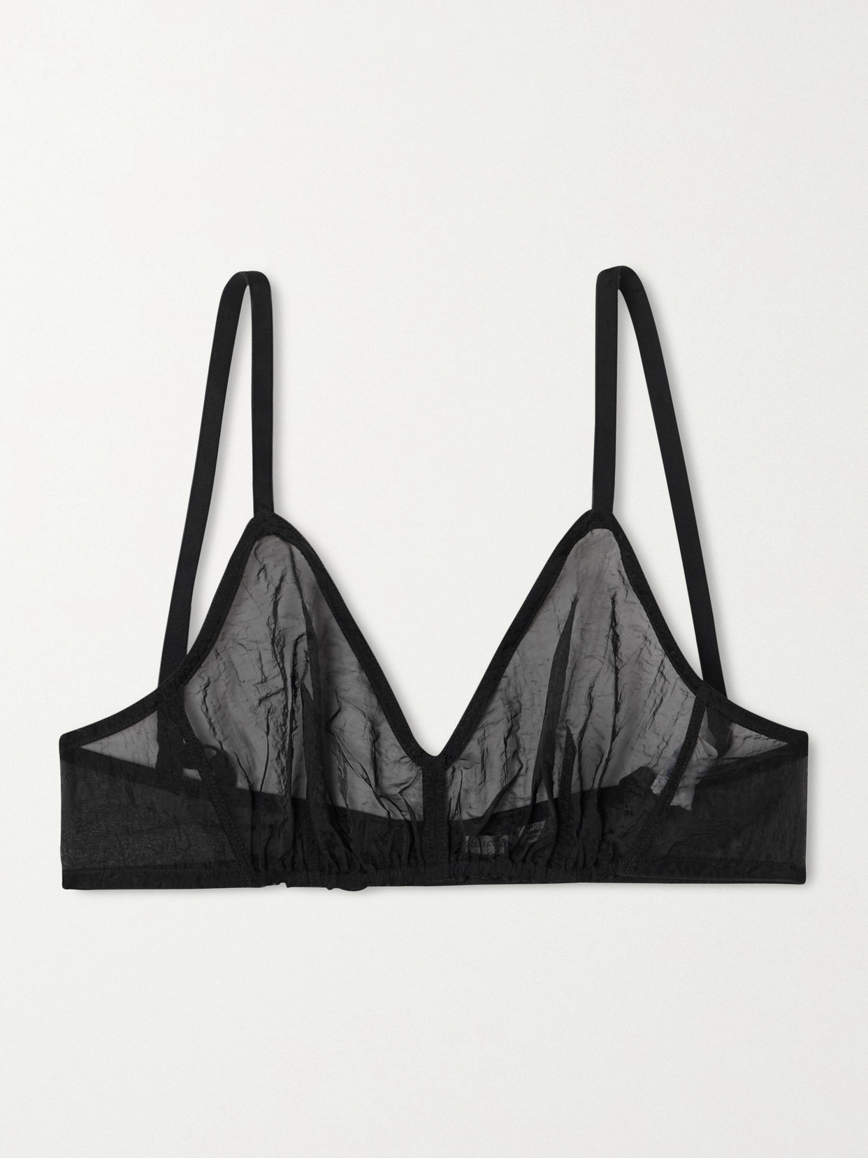 Calvin Klein Collection Solen Crinkled-organza Soft-cup Triangle Bra In Black