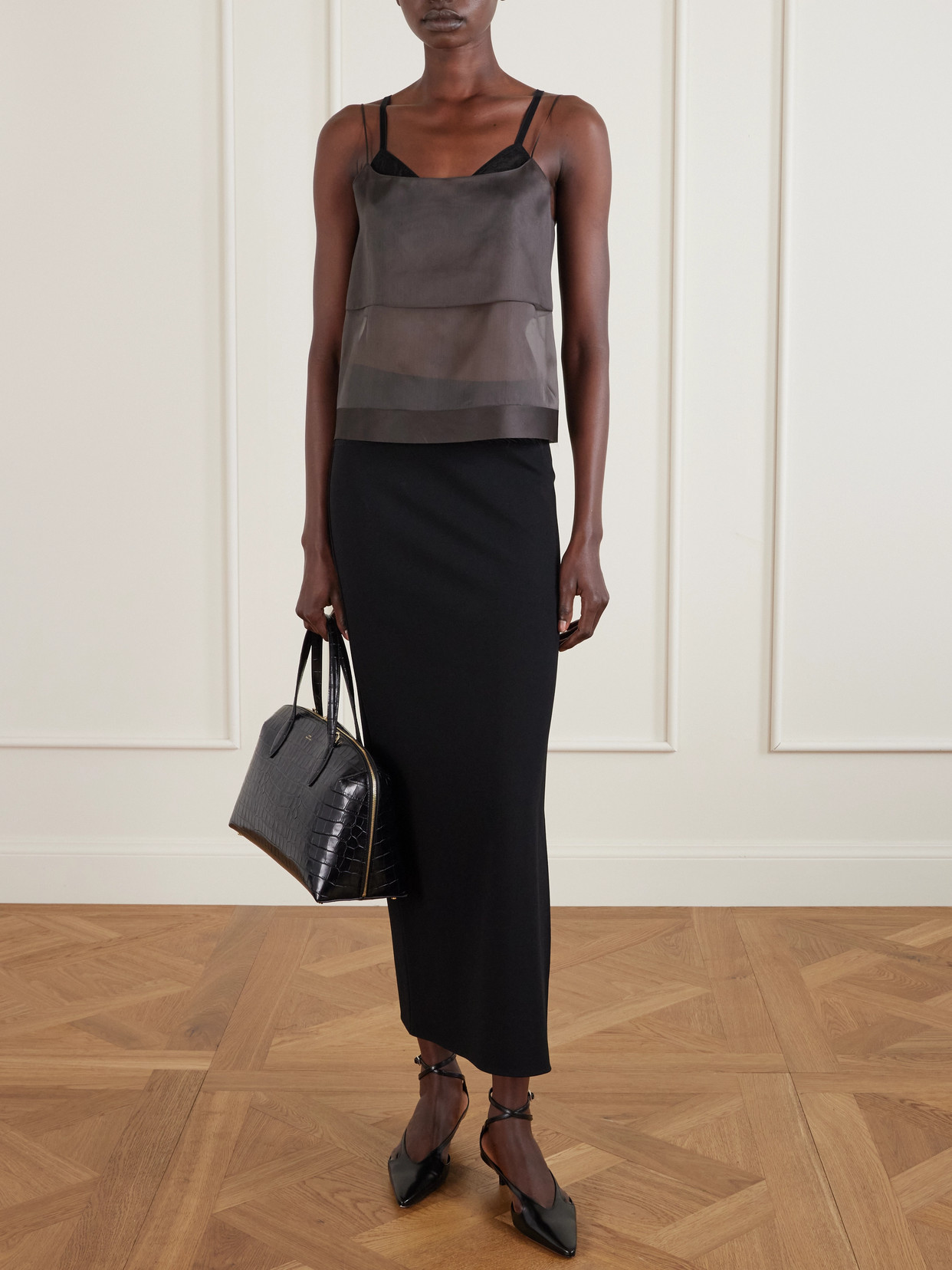 Calvin Klein Collection Solen Crinkled-organza Soft-cup Triangle Bra In Black