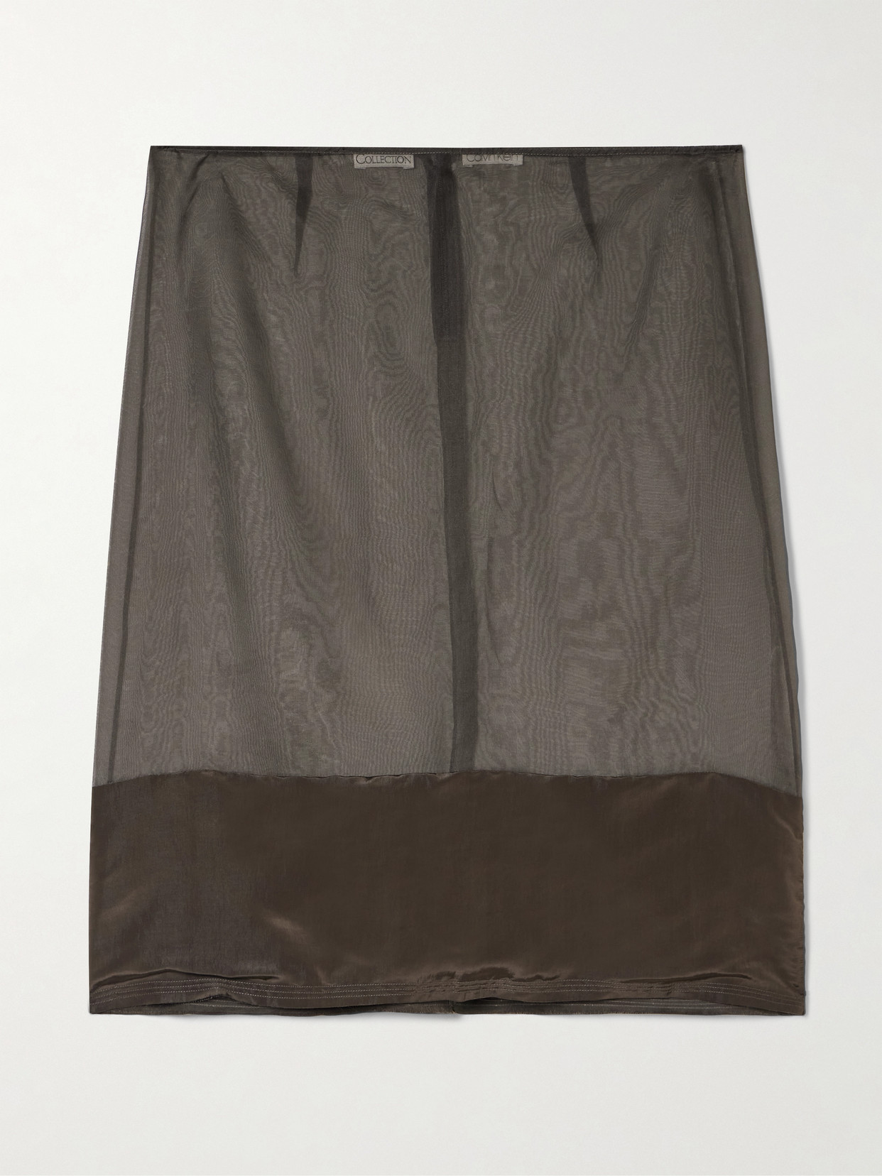 Calvin Klein Collection Mabel Satin-trimmed Organza Skirt In Gray
