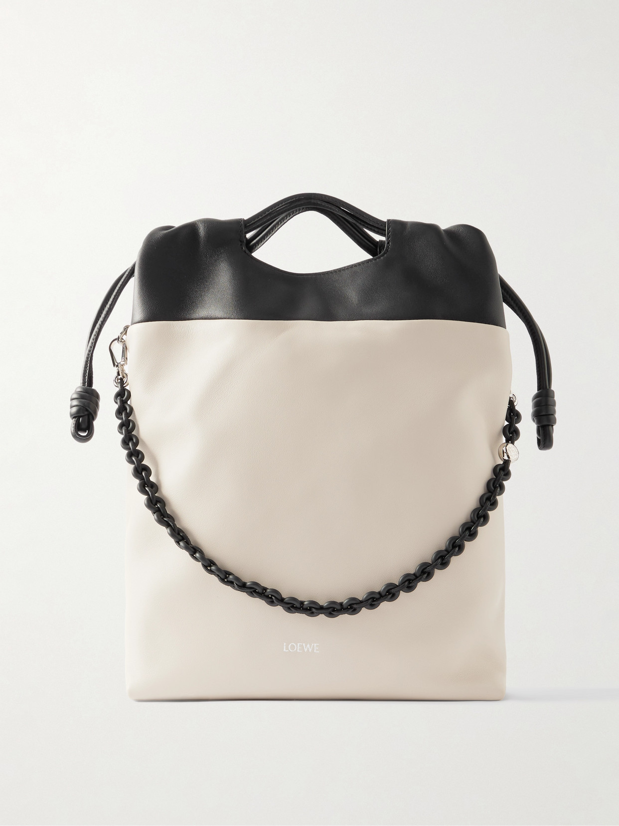 Loewe Flamenco Two-tone Leather Tote In White