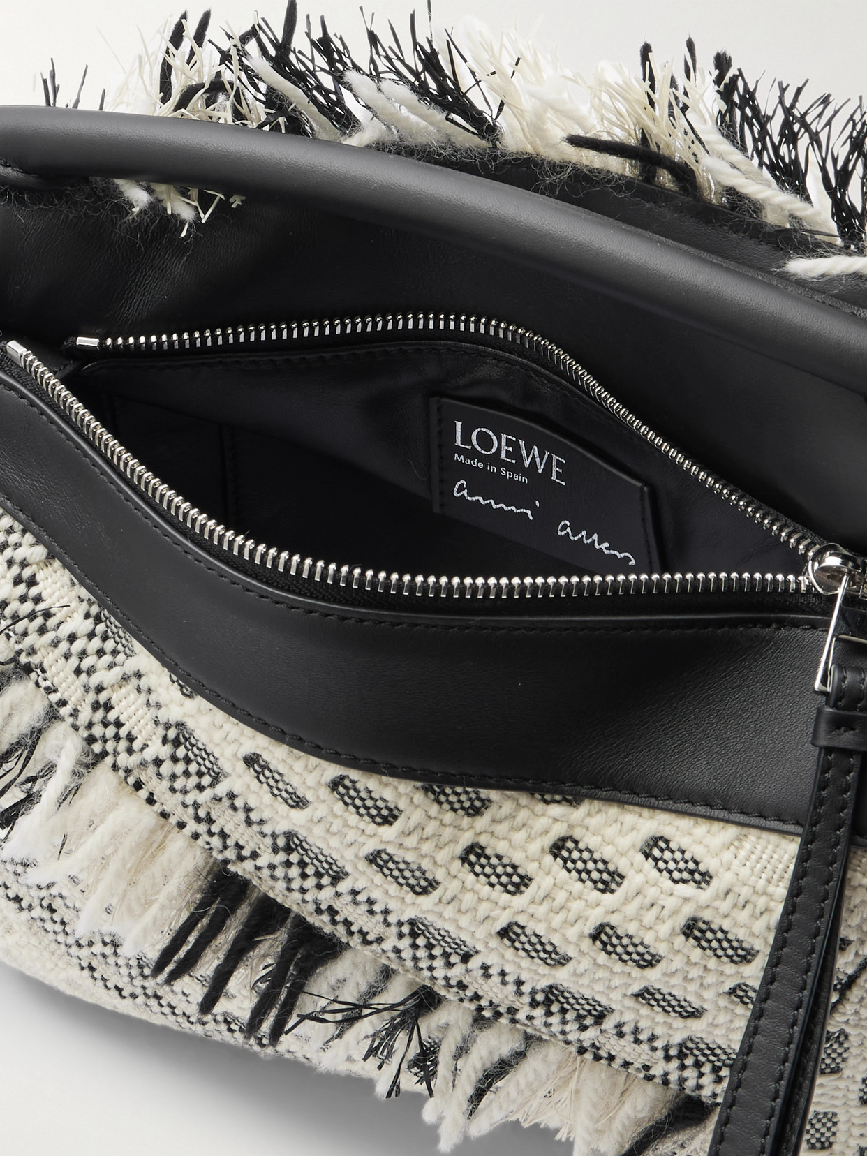 Loewe X Albers Puzzle Fringed Tote Bag In Black