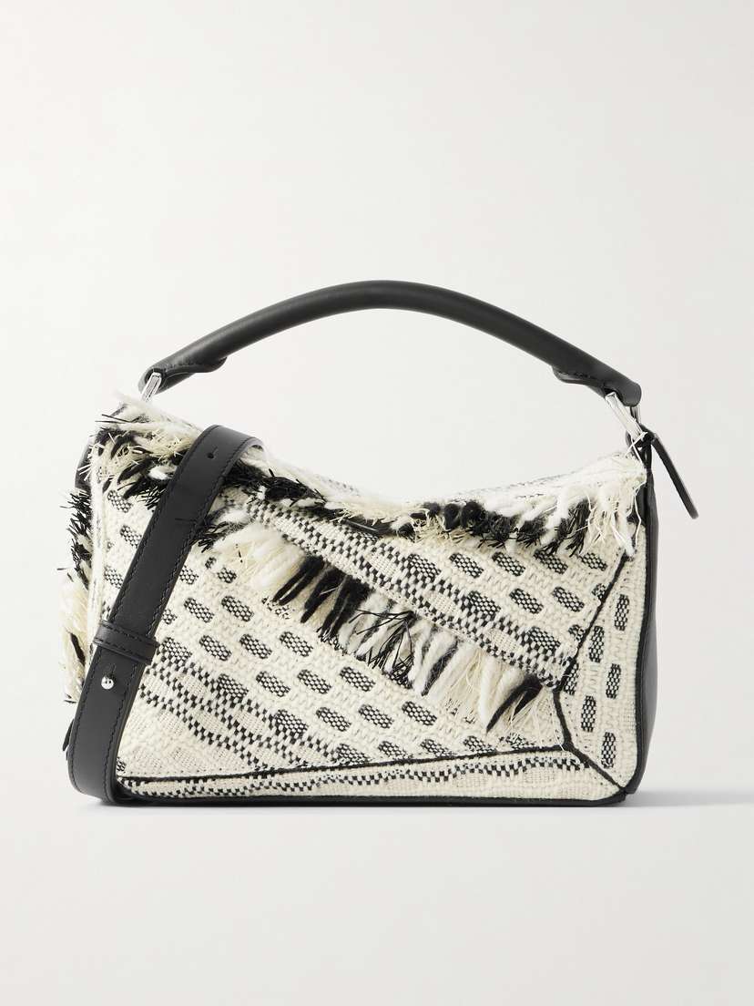 Loewe + Anni Albers Puzzle Small Leather And Fringed Jacquard Shoulder Bag