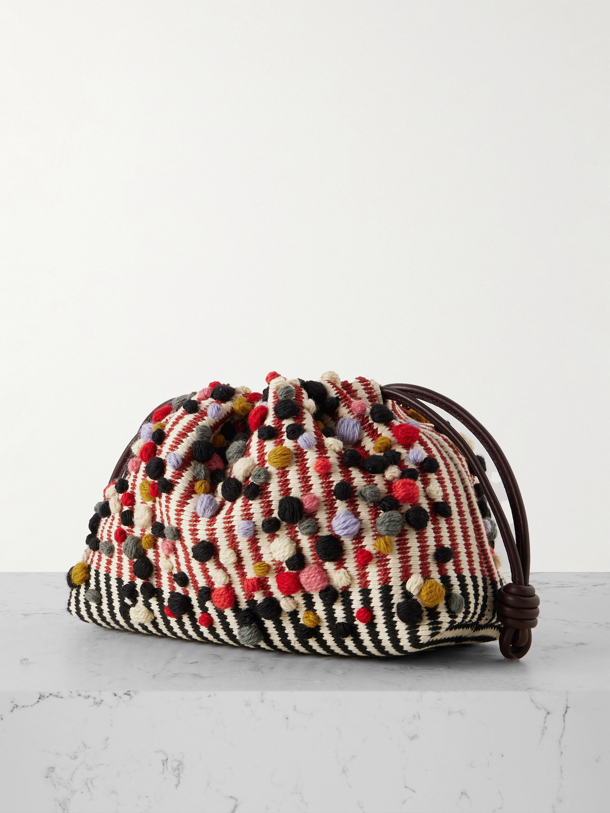 Loewe + Anni Albers Flamenco Medium Appliquéd Cotton And Wool-blend Clutch In Multi