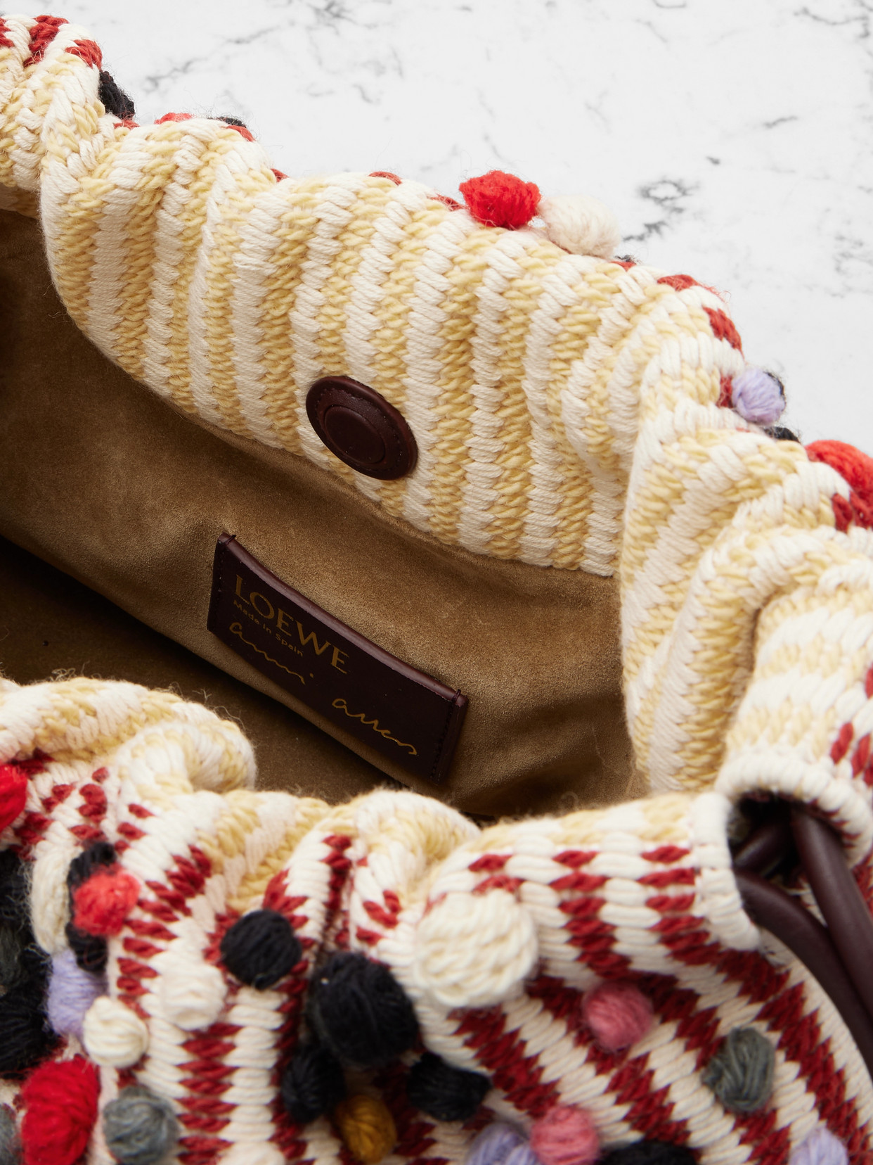 Loewe + Anni Albers Flamenco Medium Appliquéd Cotton And Wool-blend Clutch In Multi