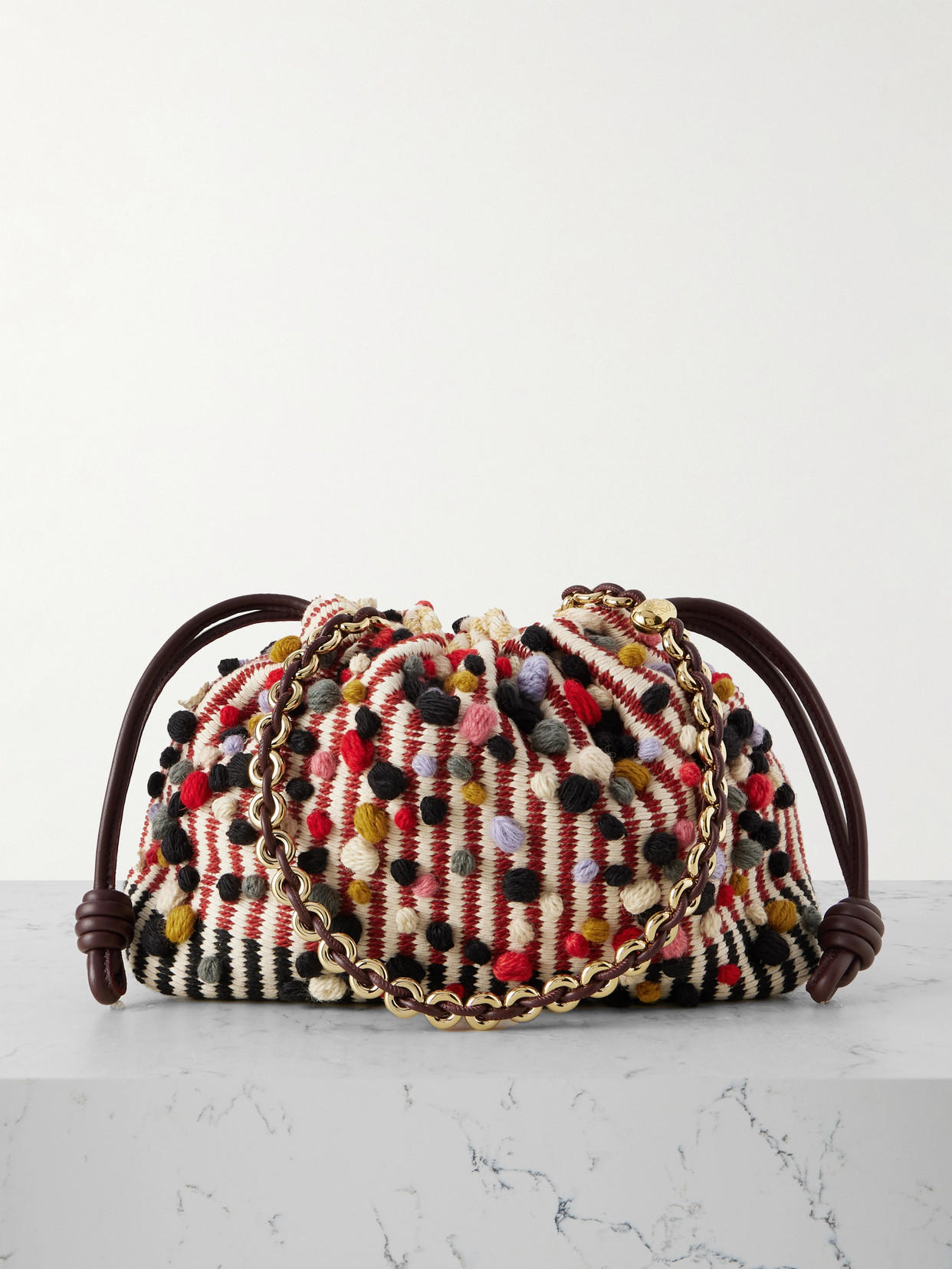 Loewe + Anni Albers Flamenco Medium Appliquéd Cotton And Wool-blend Clutch In Multi