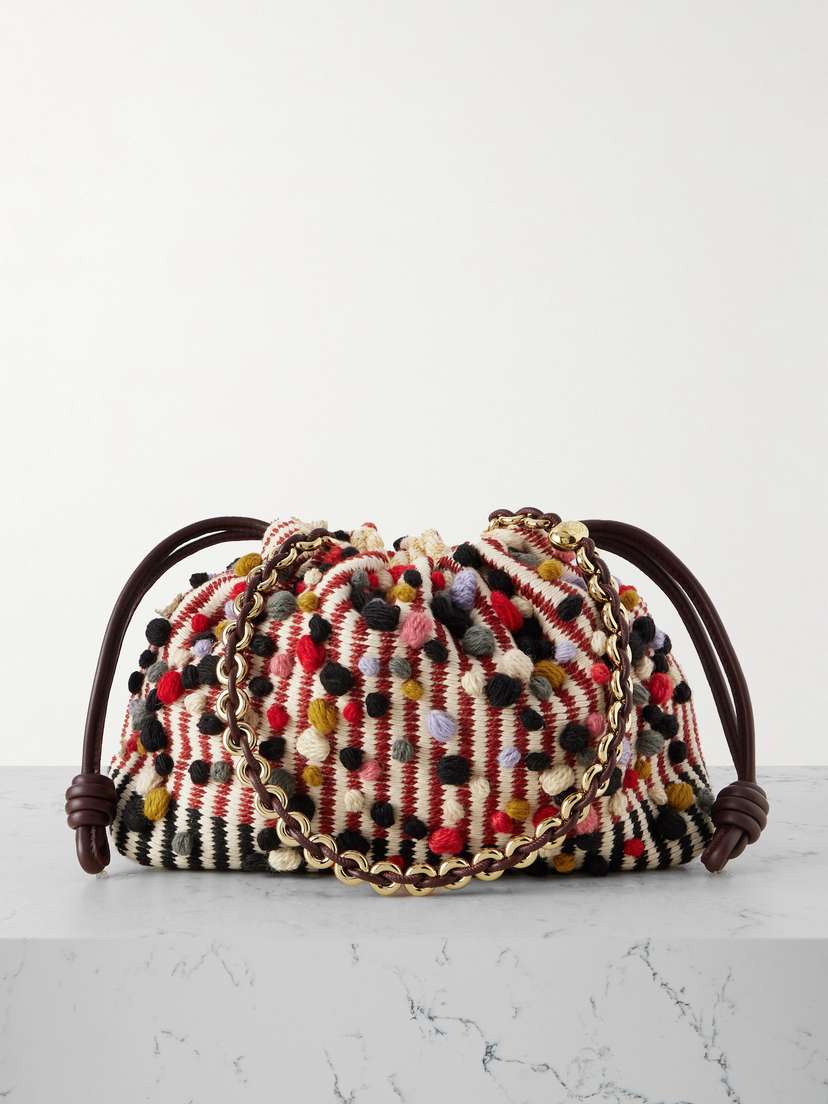 Loewe + Anni Albers Flamenco Medium Appliquéd Cotton And Wool-blend Clutch