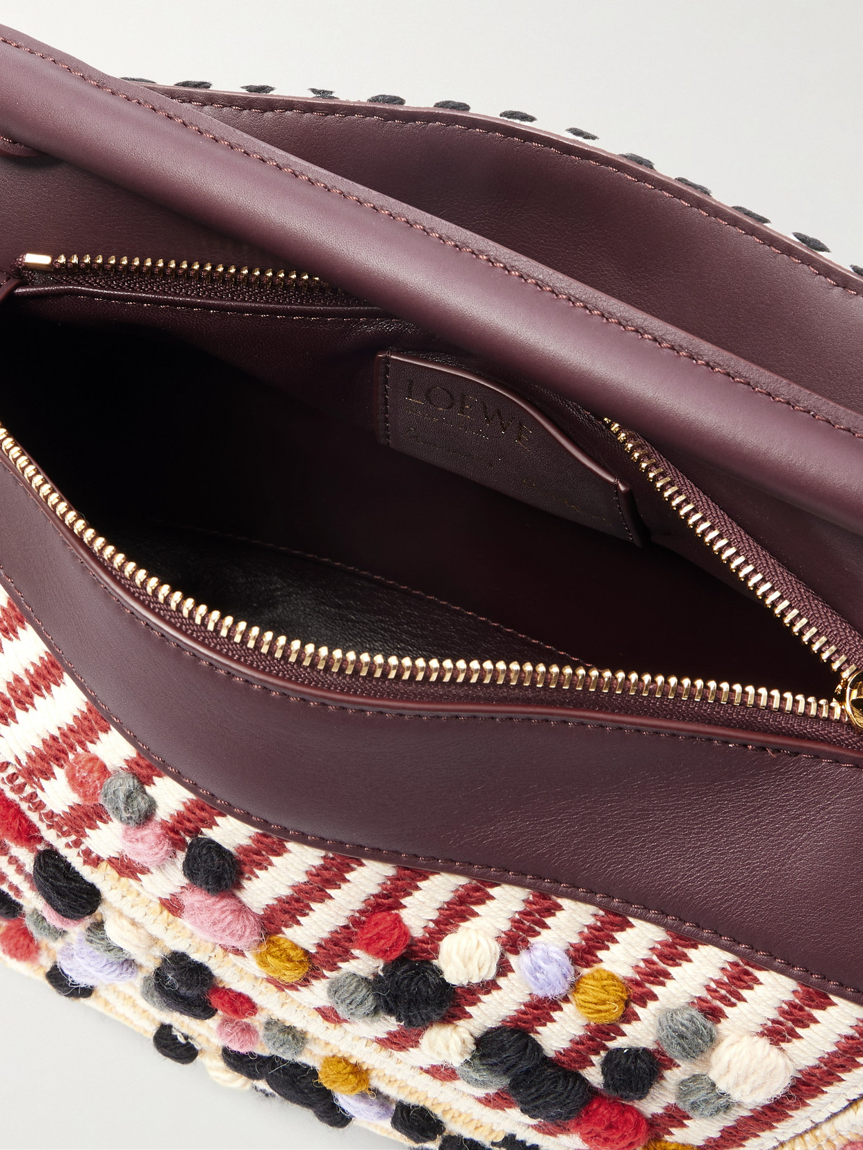 Loewe Puzzle Small Leather-trimmed Embroidered Canvas Shoulder Bag In Multi