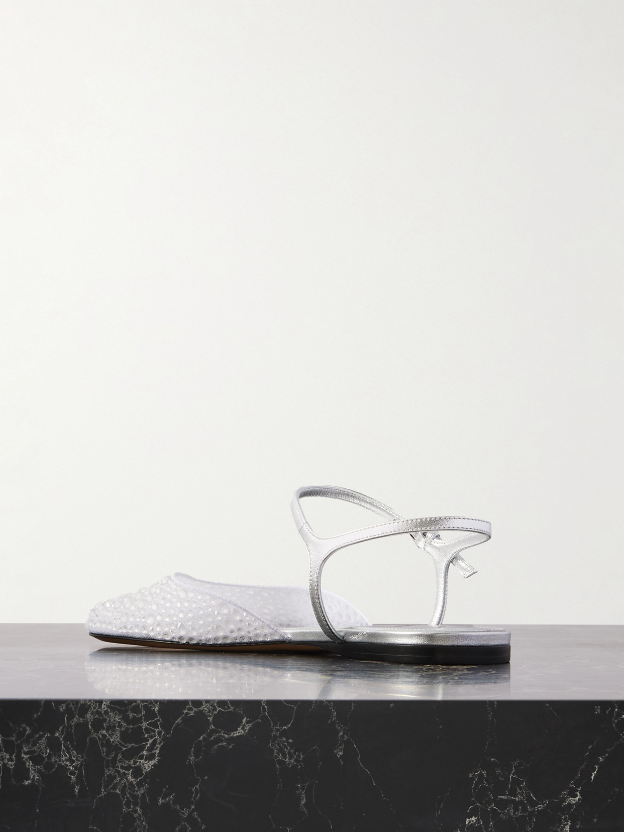 Crystal-Embellished Leather And Ballet Flats
