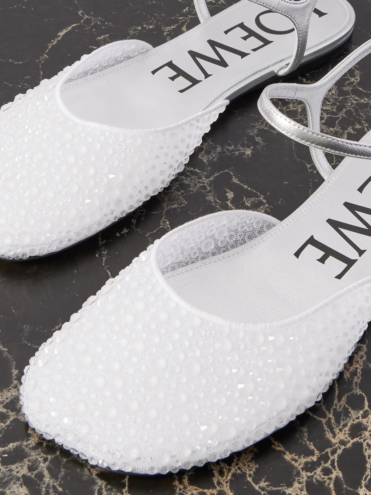 Crystal-Embellished Leather And Ballet Flats