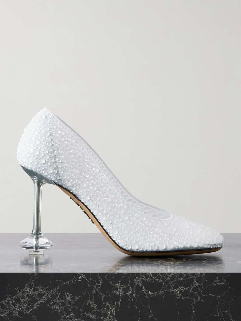 Loewe Toy Crystal-embellished Mesh Pumps