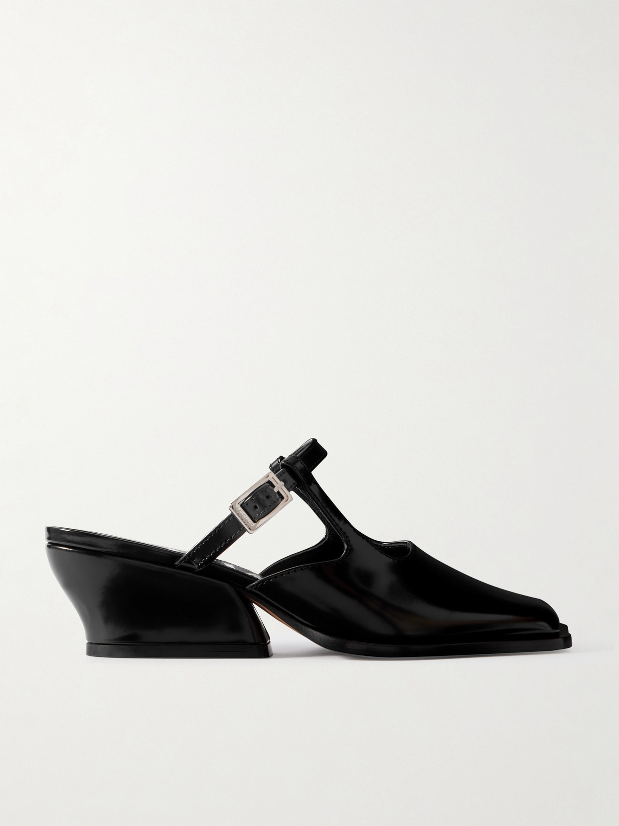 Loewe Onda Leather Mules In Black
