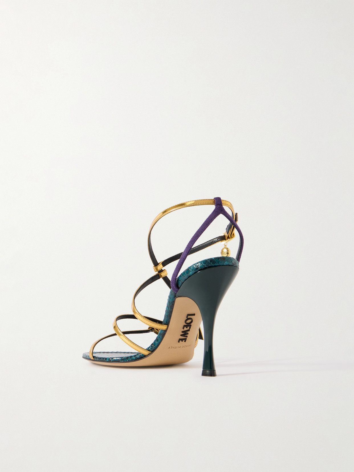 Loewe New Comic Mirrored And Snake-effect Leather Sandals In Multi