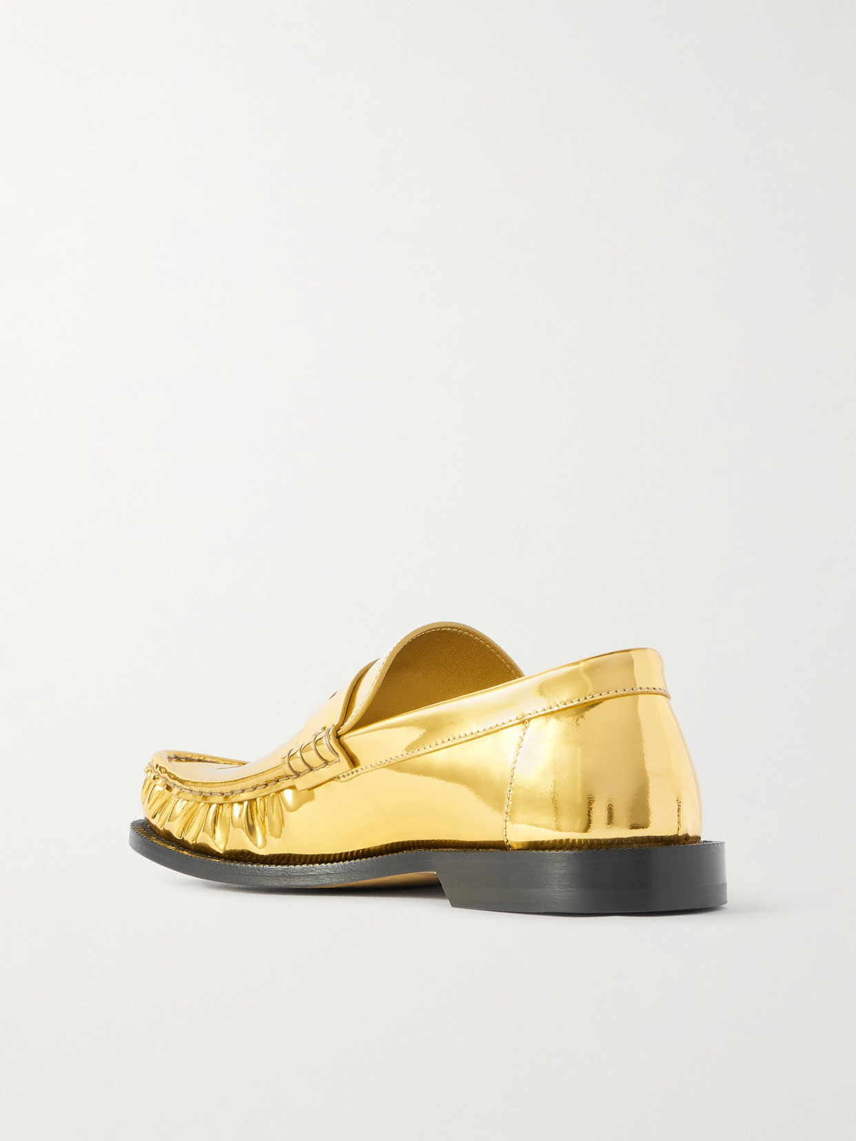 Loewe Campo Mirrored-leather Penny Loafers In Gold