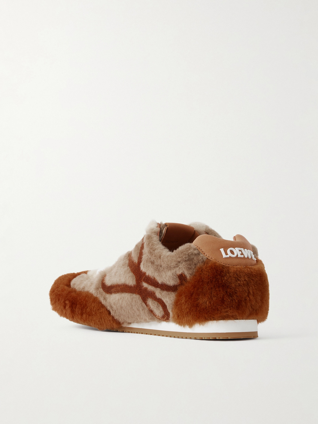 Loewe Ballet Runner 2.0 Leather-trimmed Shearling Sneakers In Brown