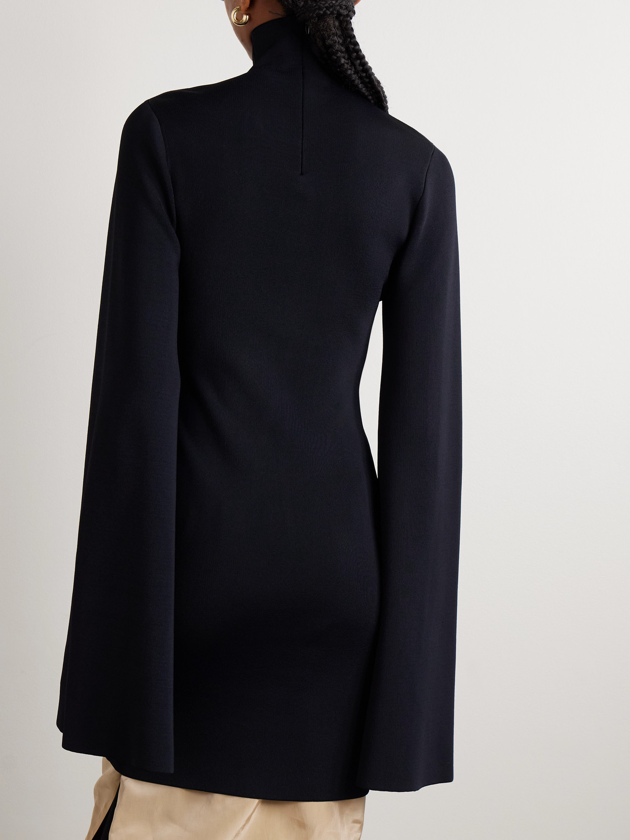 Calvin Klein Collection Annie Stretch-knit Mock-neck Mini Dress In Black
