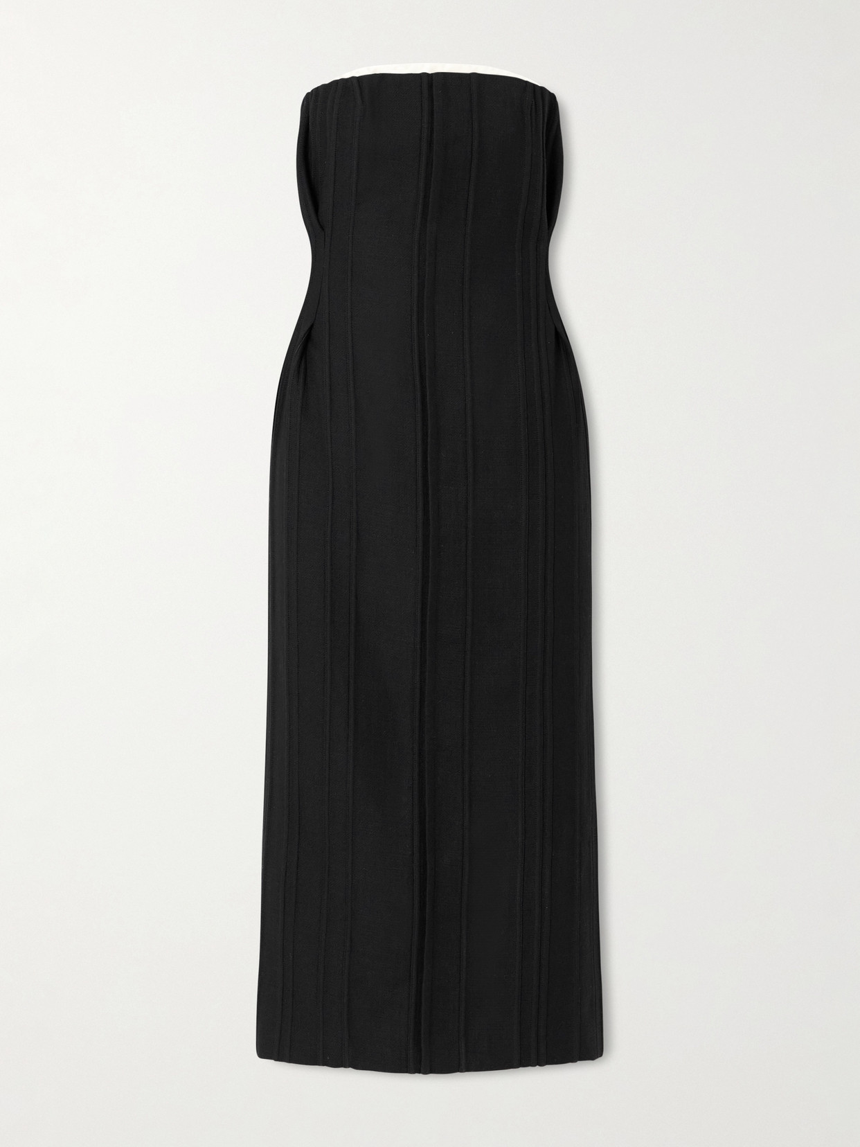 Calvin Klein Collection Naomi Strapless Wool Midi Dress In Black