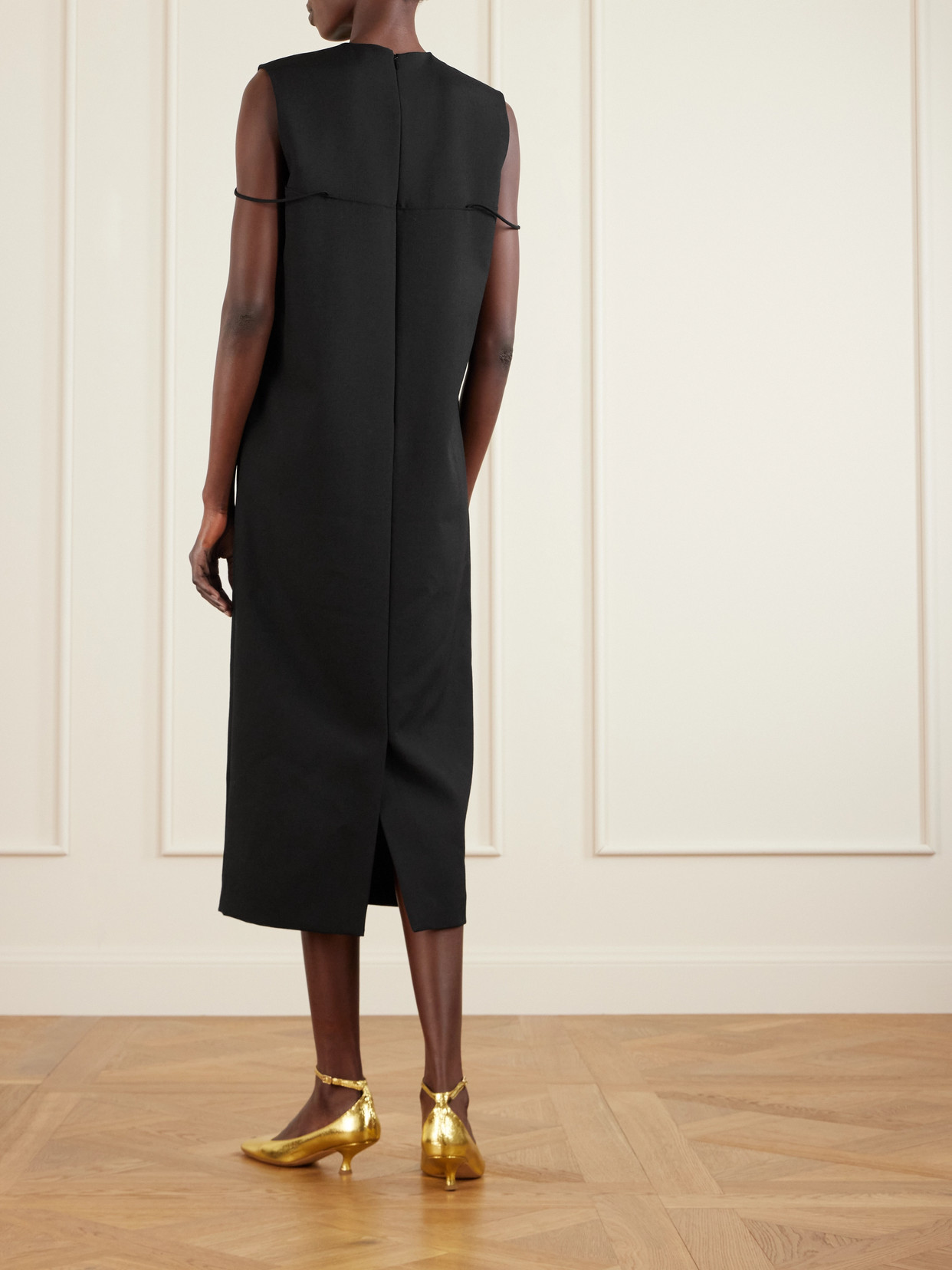 Calvin Klein Collection Pina Wool Midi Dress In Black