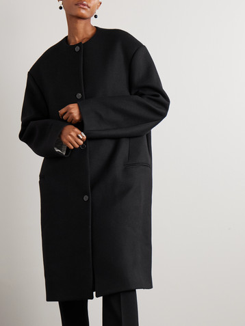 MARNI Black Cashmere Blend Wool﻿ Coat Marni - Shearling-trimmed wool and cashmere-blend coat | Plush