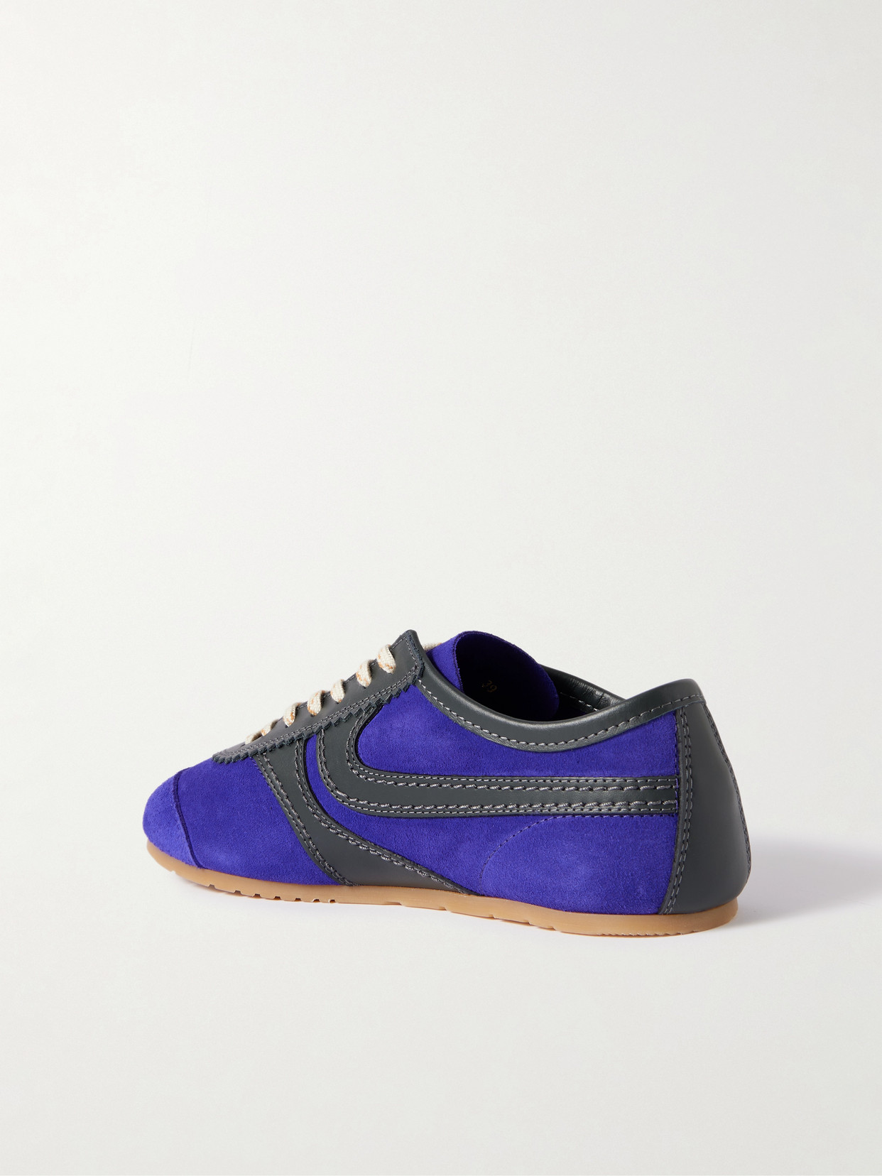 Dries Van Noten Leather-trimmed Suede Sneakers In Blue