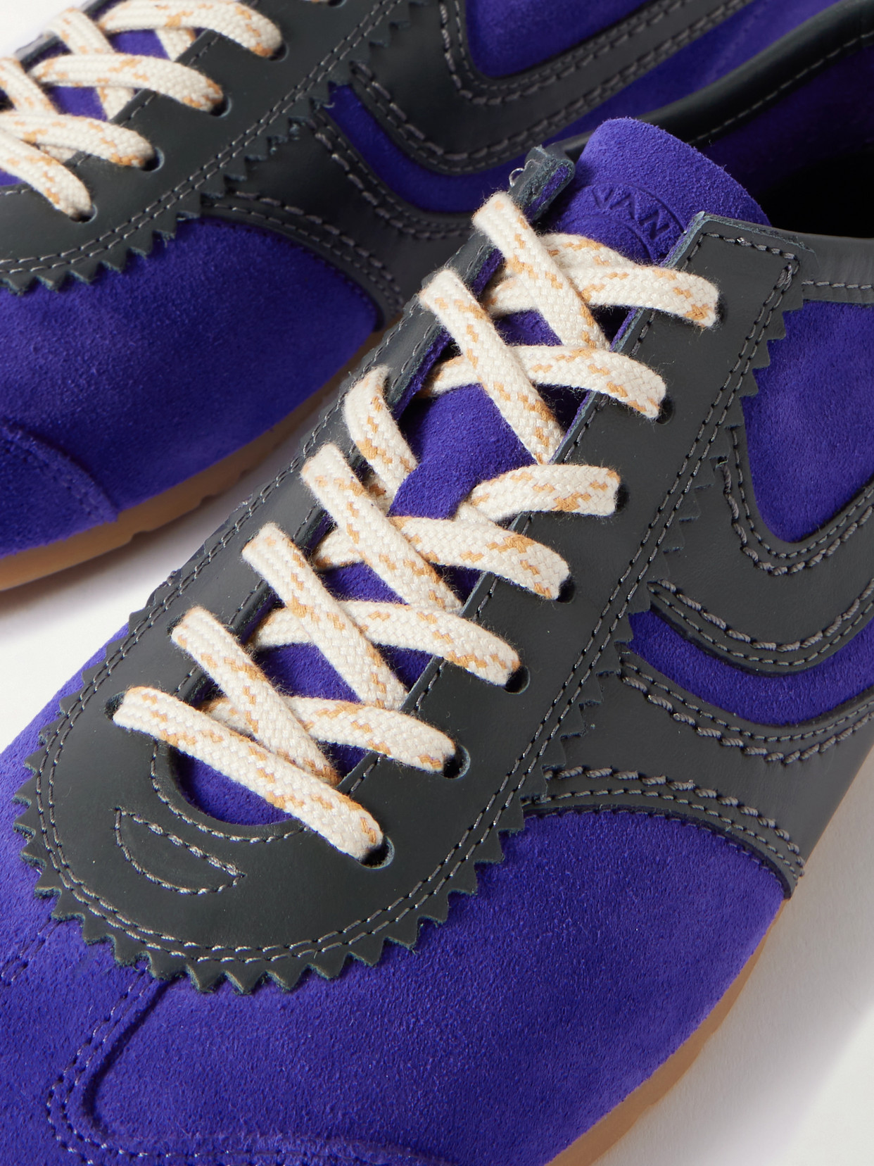 Dries Van Noten Leather-trimmed Suede Sneakers In Blue