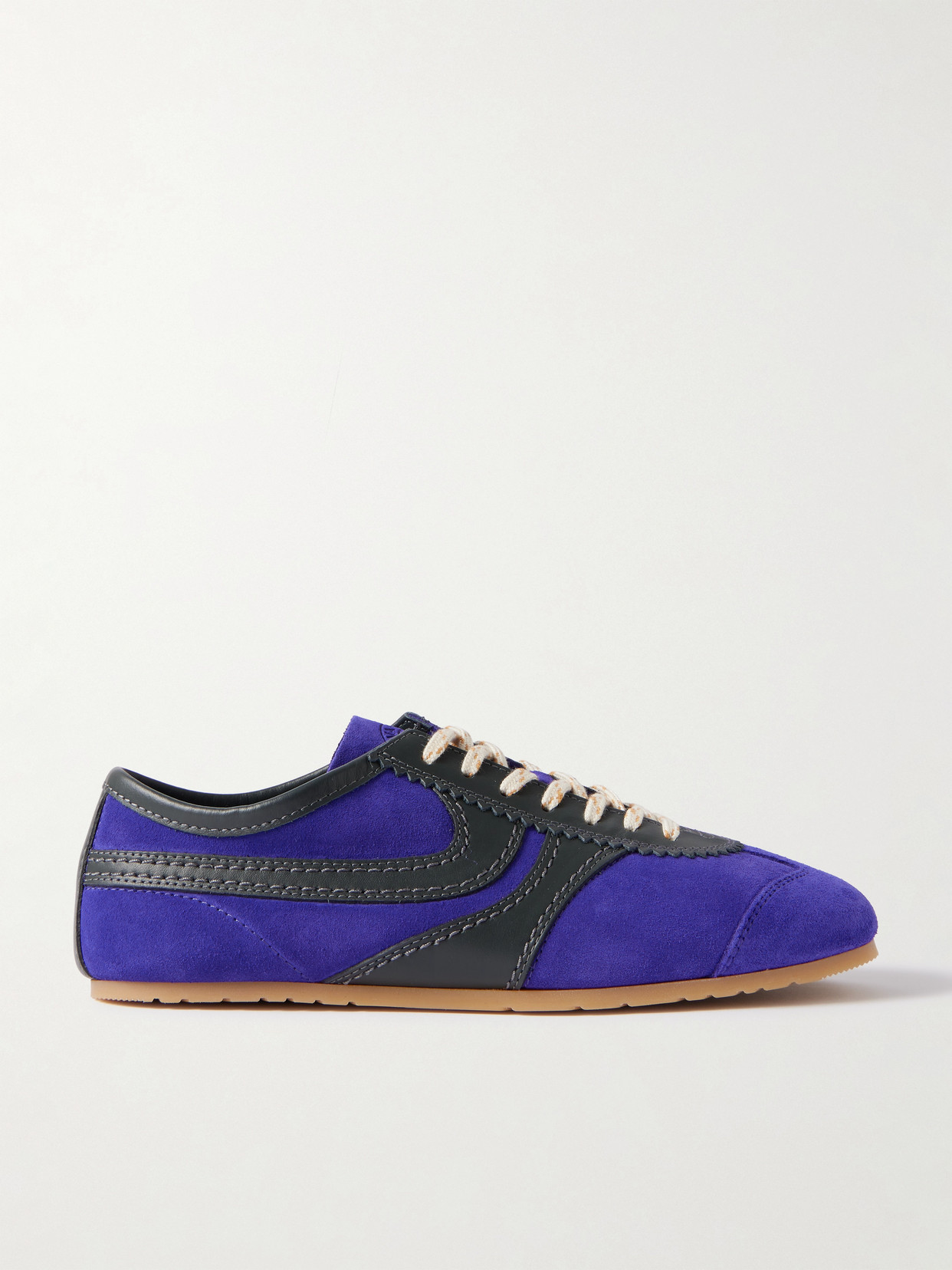 Dries Van Noten Leather-trimmed Suede Sneakers In Blue
