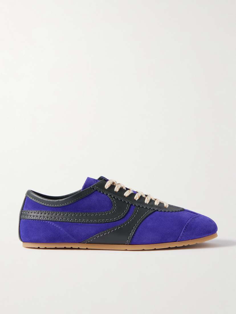 Dries Van Noten Leather-trimmed Suede Sneakers