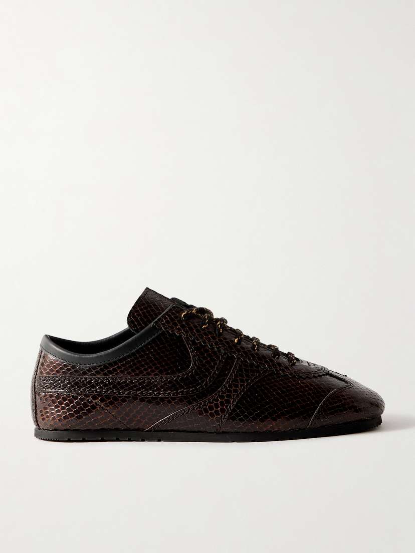 Dries Van Noten Snake-effect Leather Sneakers