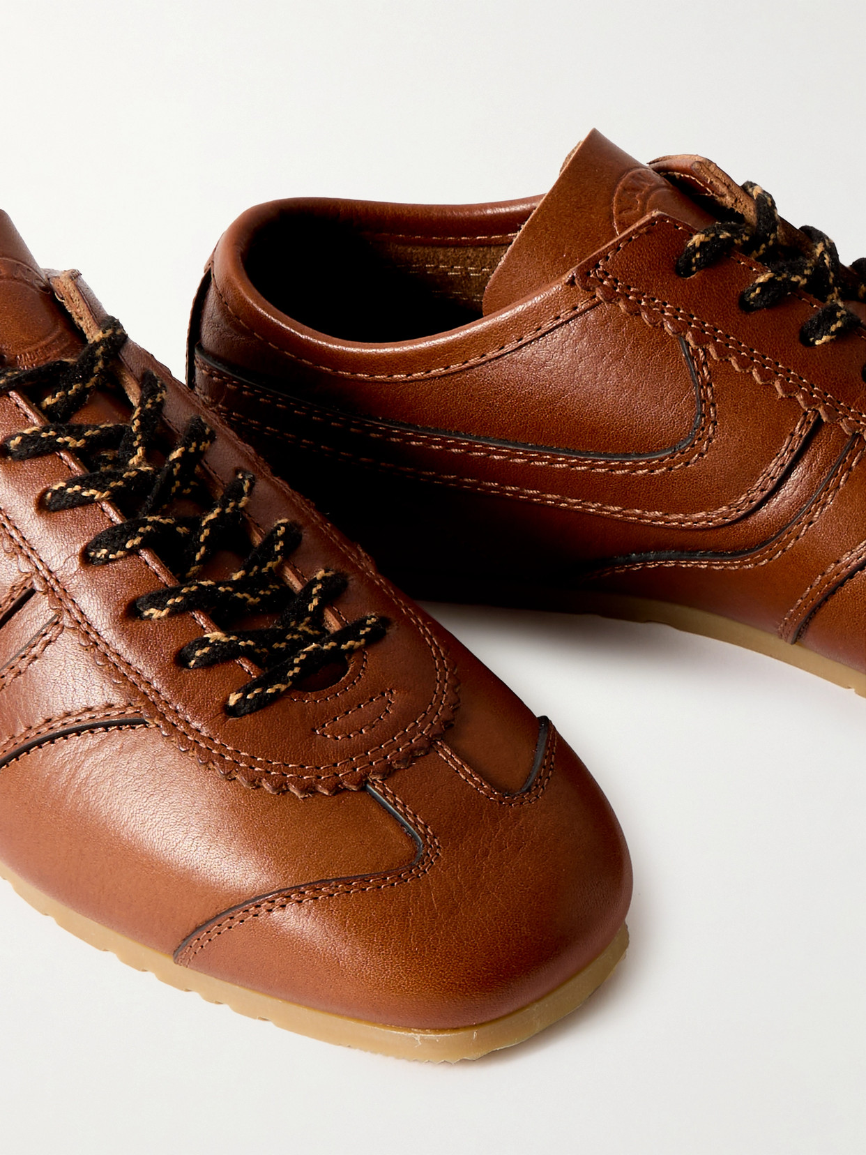 Dries Van Noten Leather Sneakers In Brown
