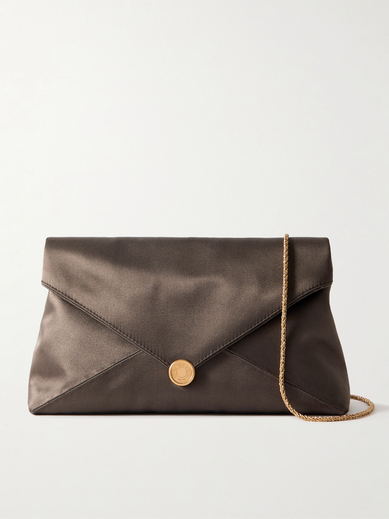Dries Van Noten Satin Clutch In Brown