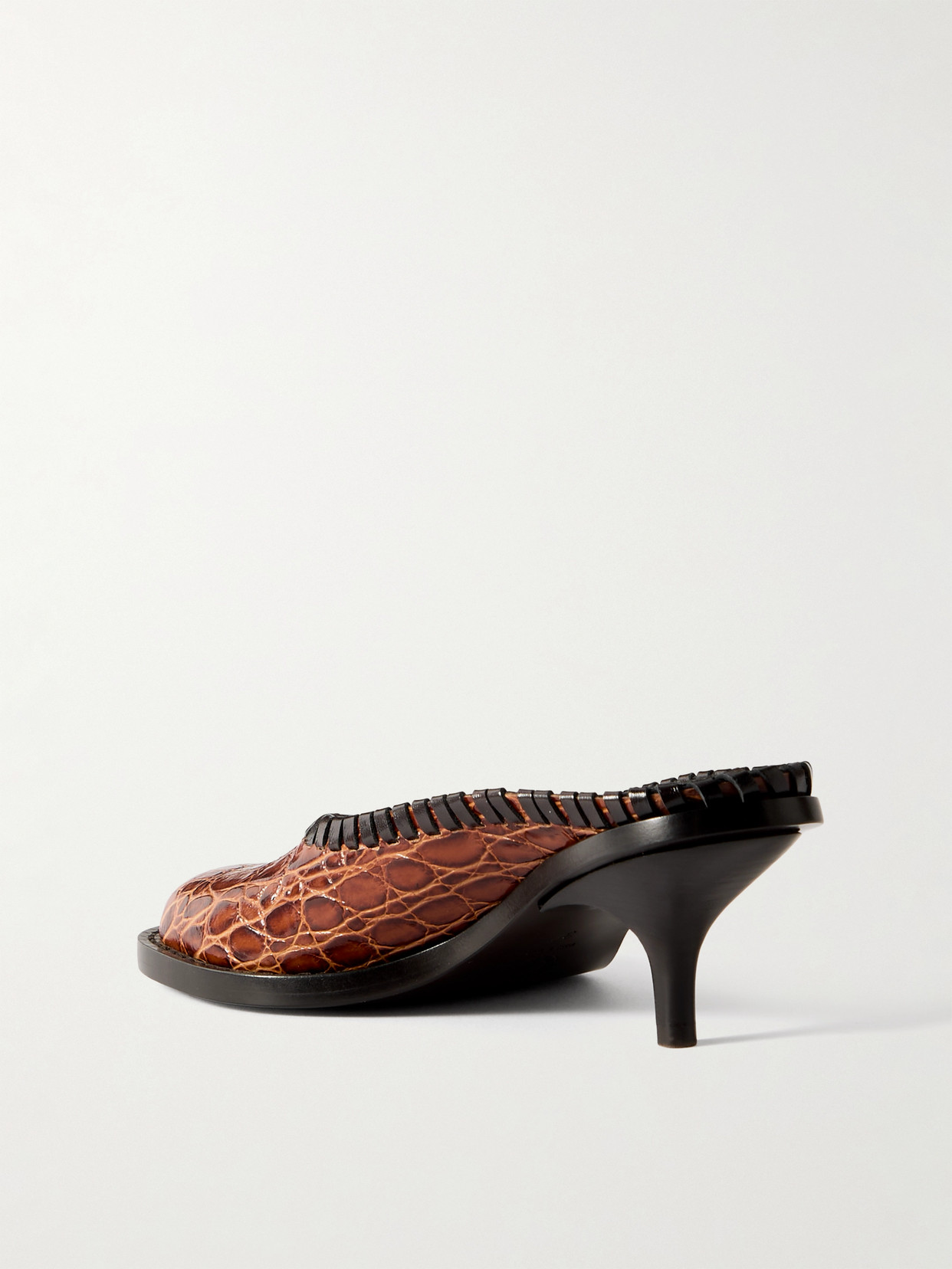 Dries Van Noten Croc-effect Leather Mules In Brown