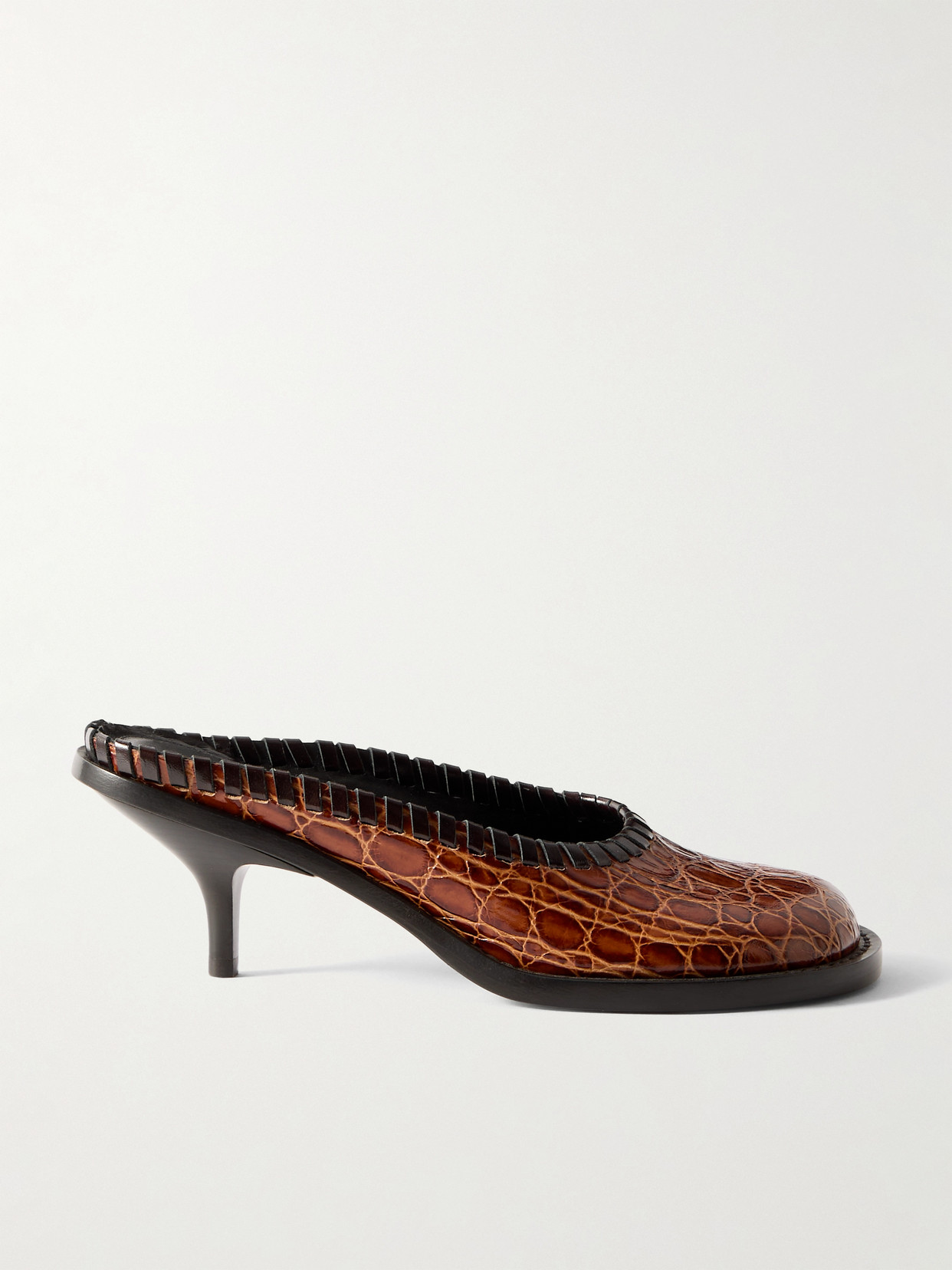 Dries Van Noten Croc-effect Leather Mules In Brown