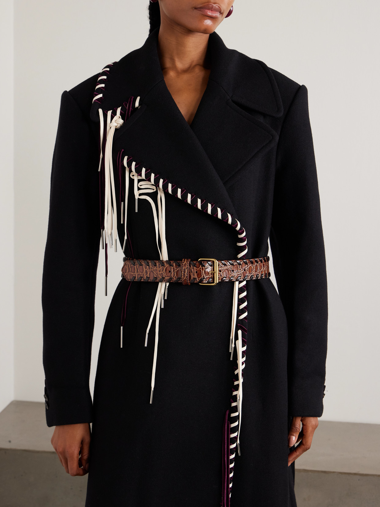 Dries Van Noten Croc-effect Leather Belt In Brown