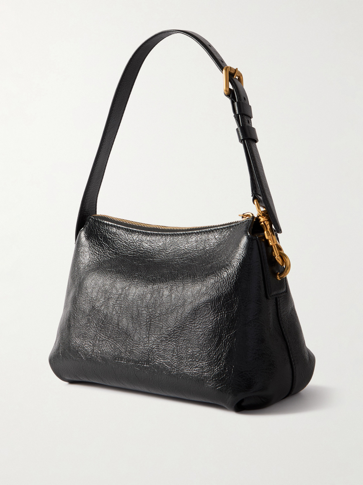 Dries Van Noten Textured-leather Shoulder Bag In Black