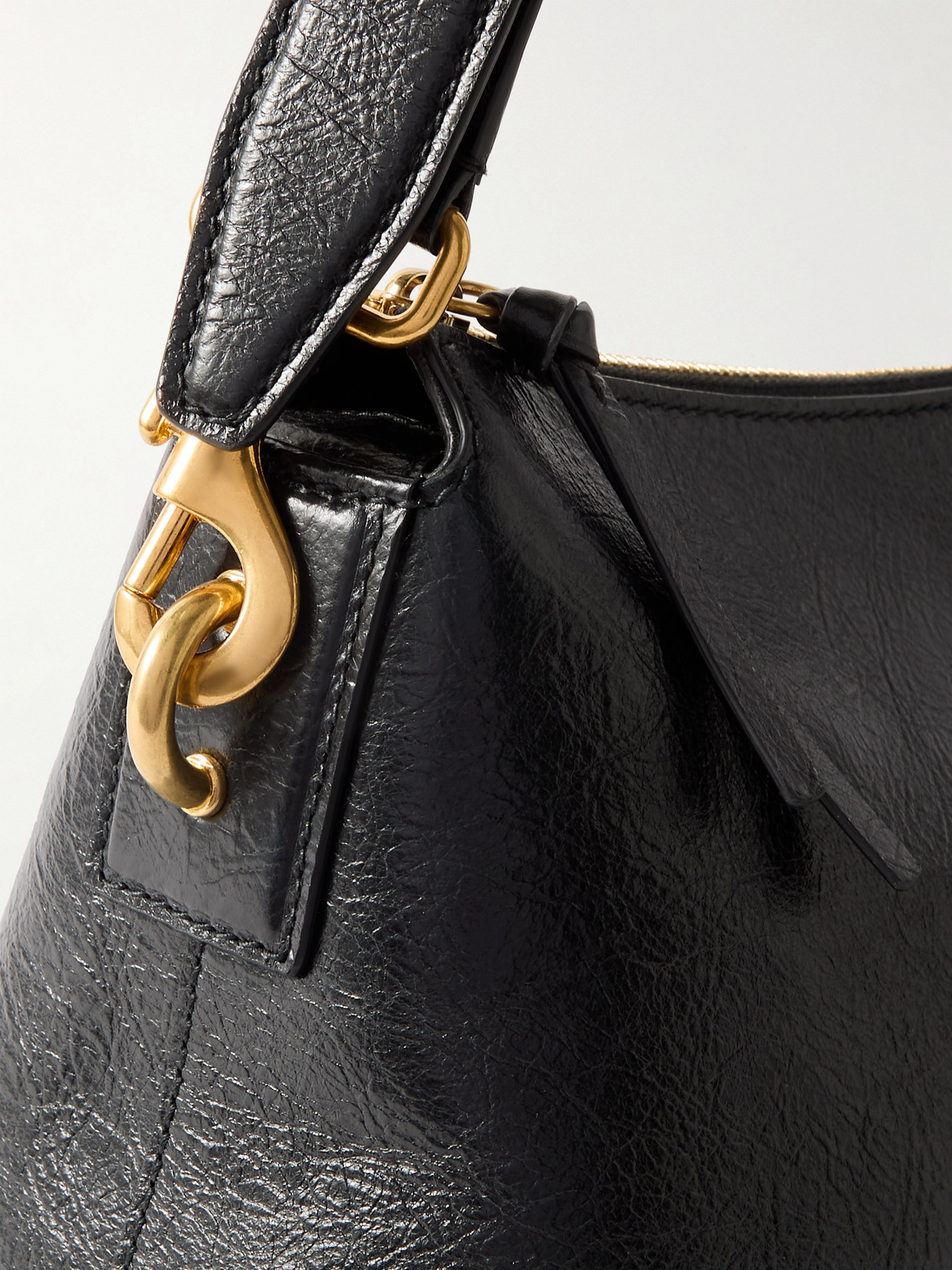 Dries Van Noten Textured-leather Shoulder Bag In Black