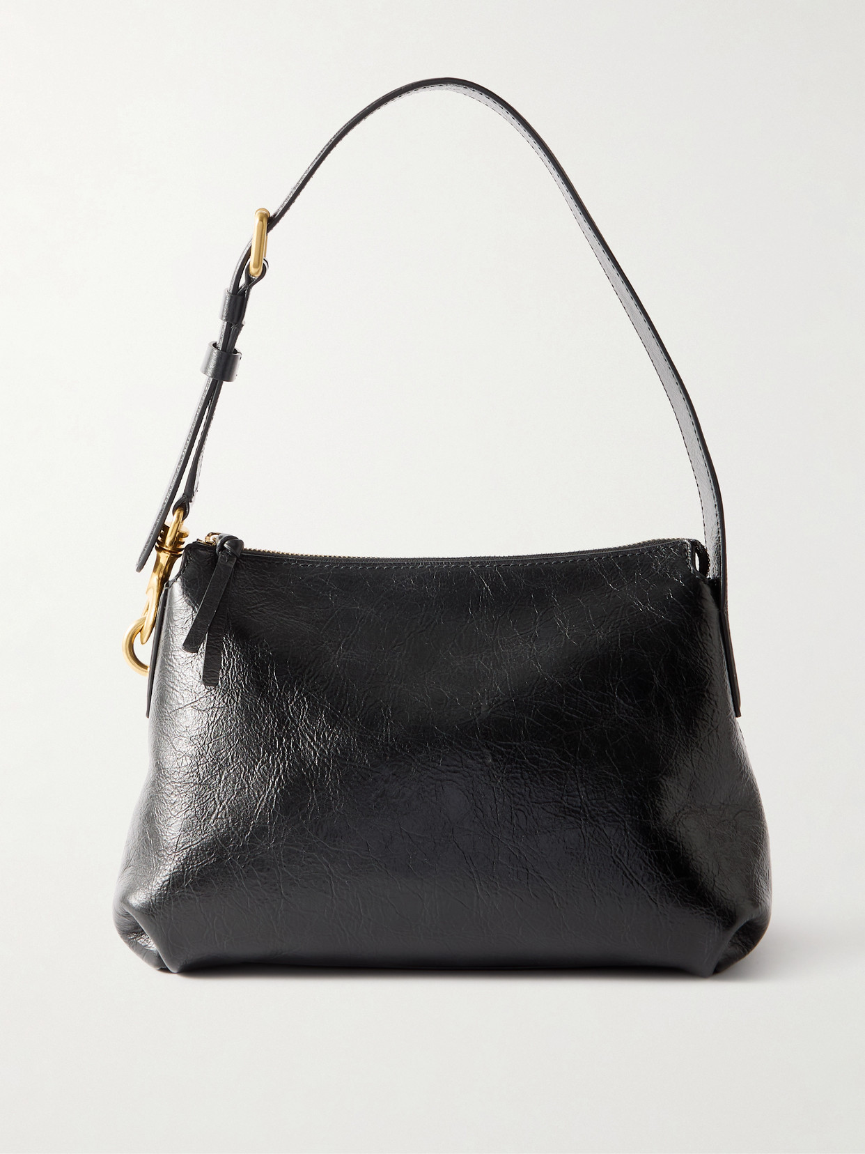 Dries Van Noten Textured-leather Shoulder Bag In Black