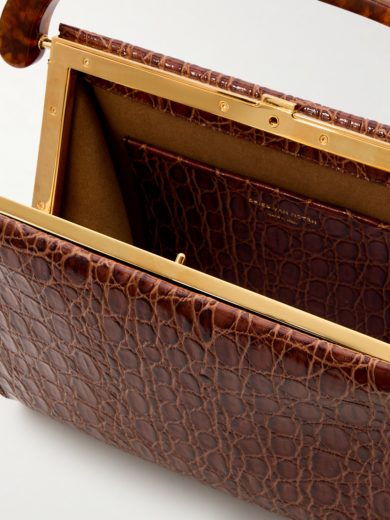 Dries Van Noten Croc-effect Leather Tote In Brown