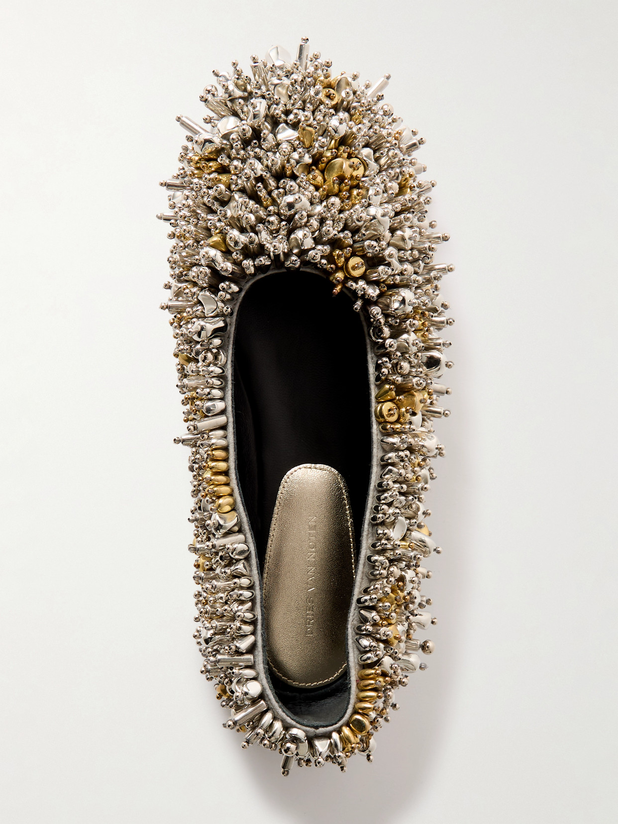 Dries Van Noten Jewel Ballerina With Three-dimensional Applications In Brown