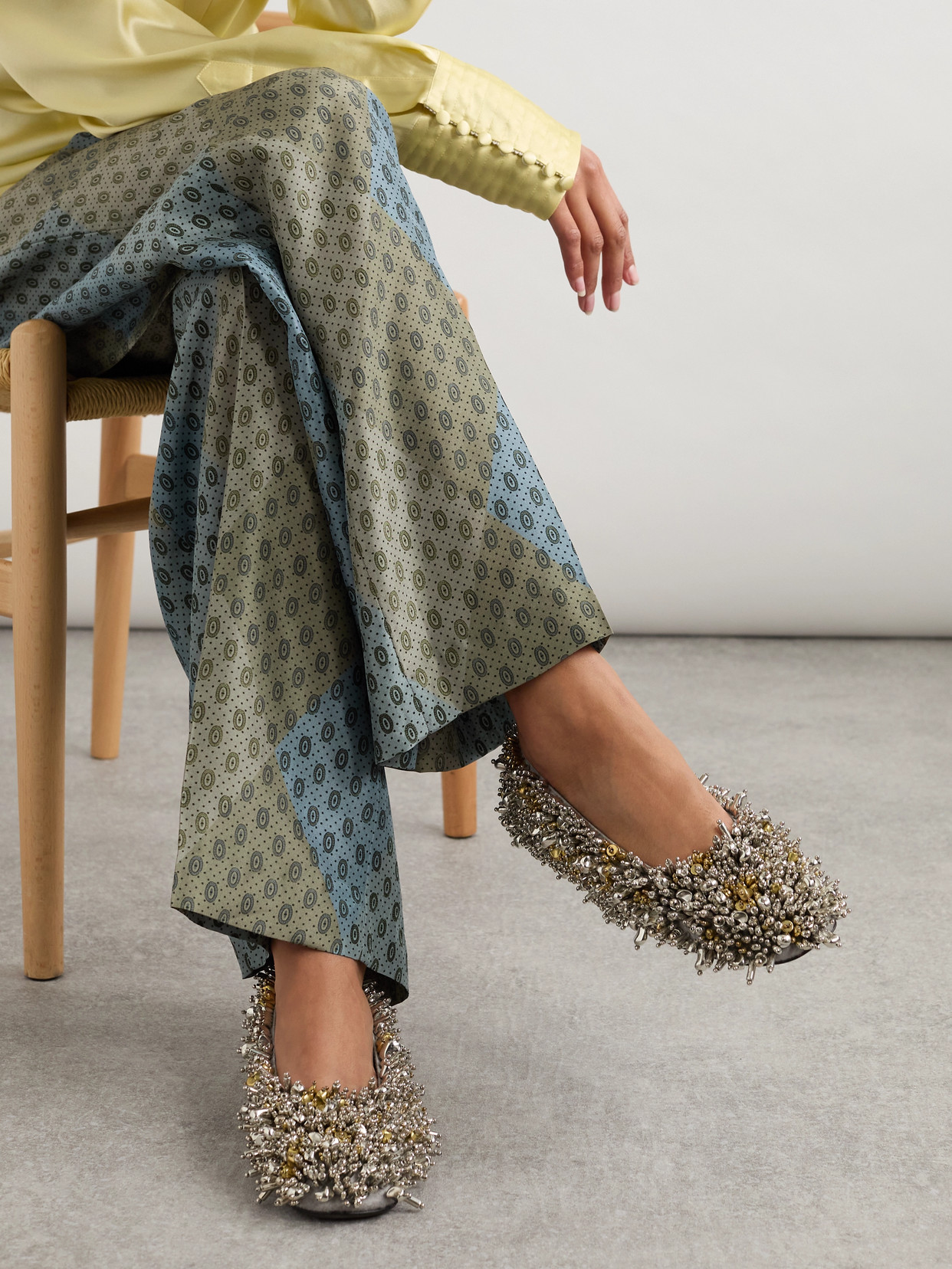 Dries Van Noten Jewel Ballerina With Three-dimensional Applications In Brown