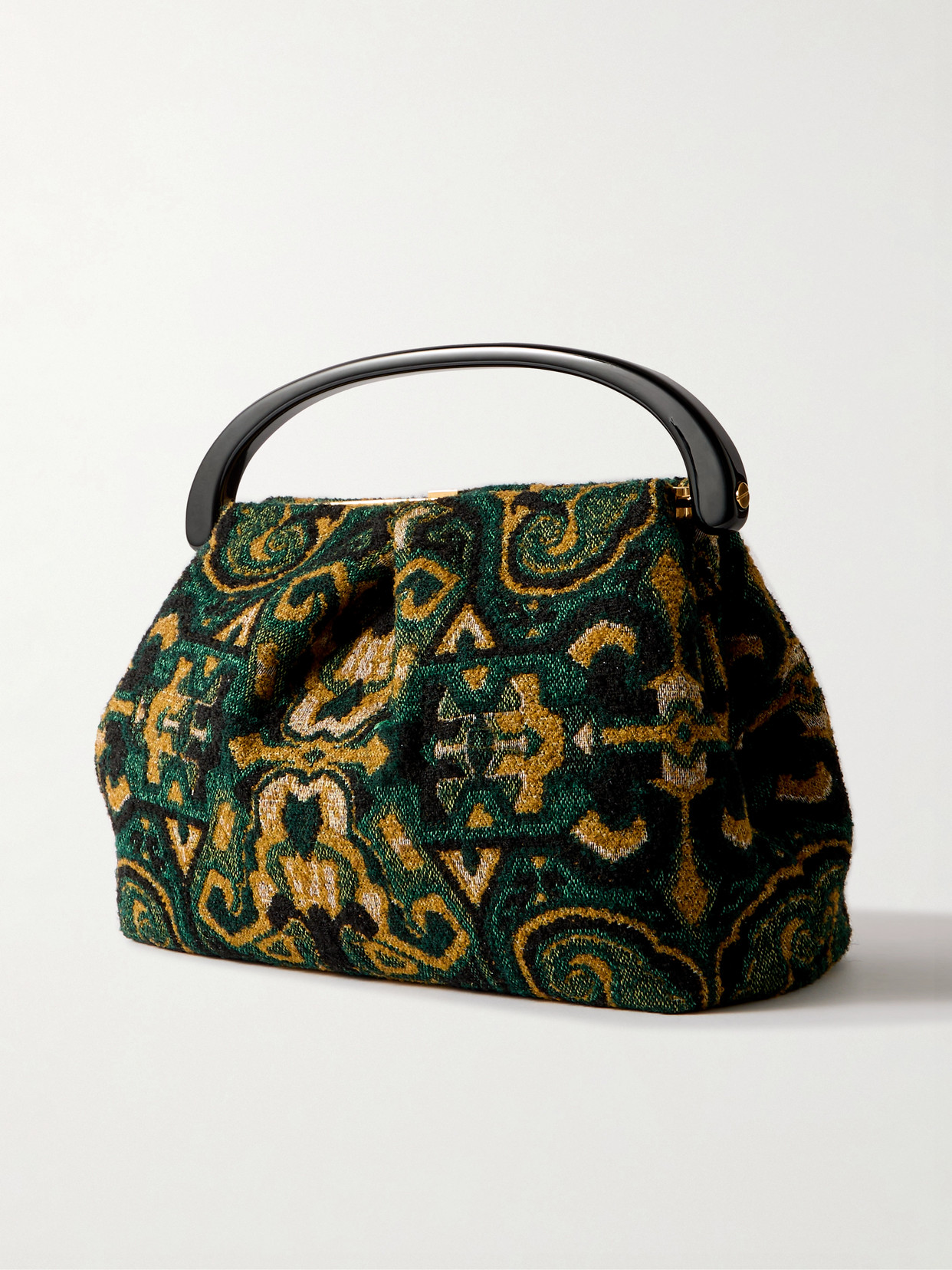 Dries Van Noten Pleated Jacquard Tote In Multi